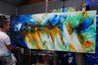 Paradisio 240cm x 100cm Blue Sienna Textured Abstract Painting (SOLD)-Abstract-Franko-[franko_artist]-[Art]-[interior_design]-Franklin Art Studio