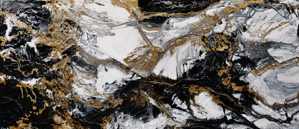 Pay Me In Gold 270cm x 120cm Gold White Black Textured Abstract Painting (SOLD)-Abstract-Franko-[Franko]-[Australia_Art]-[Art_Lovers_Australia]-Franklin Art Studio