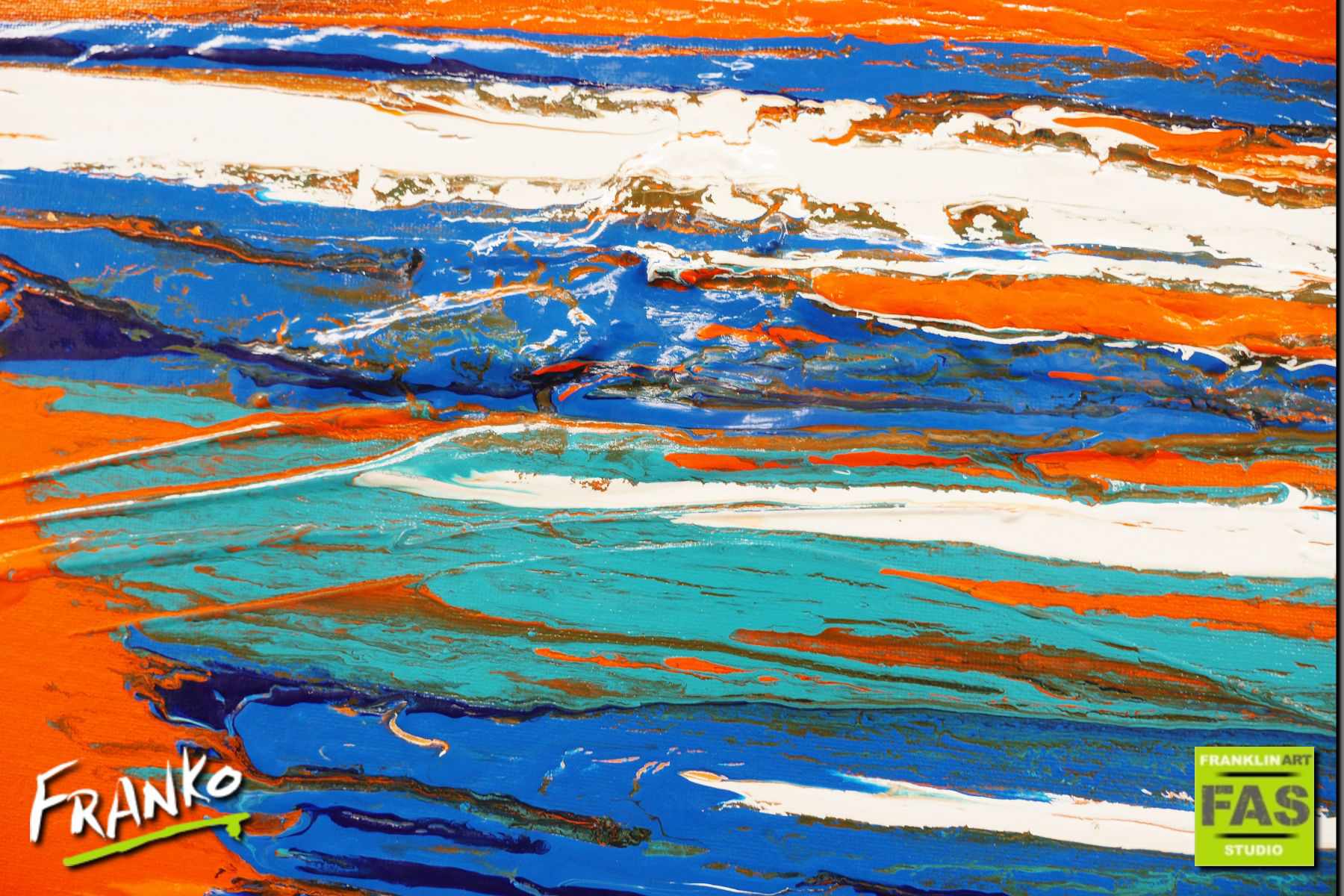 Peeled Oranges 160cm x 60cm Blue Orange Abstract Painting (SOLD)