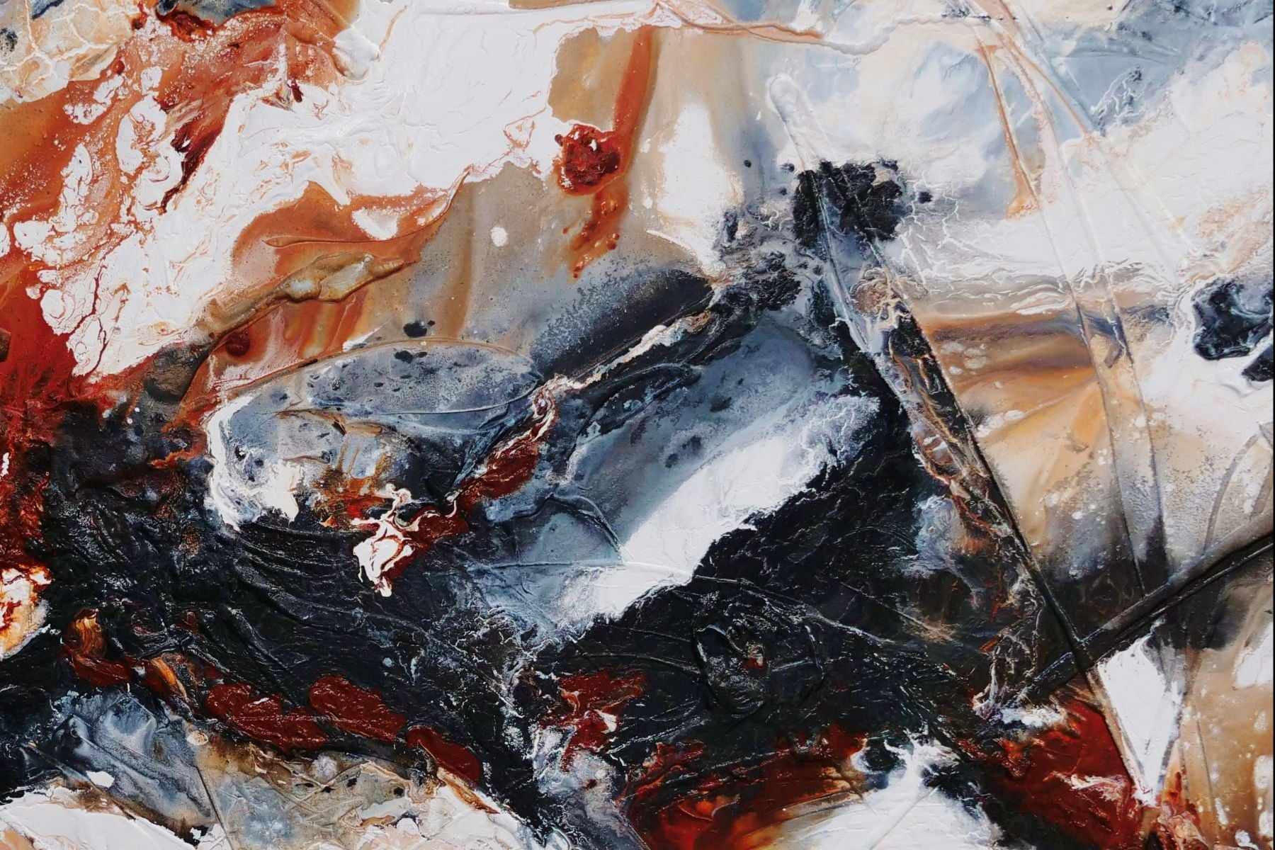 Peppered Oxide 200cm x 120cm Black White Oxide Textured Abstract Painting (SOLD)
