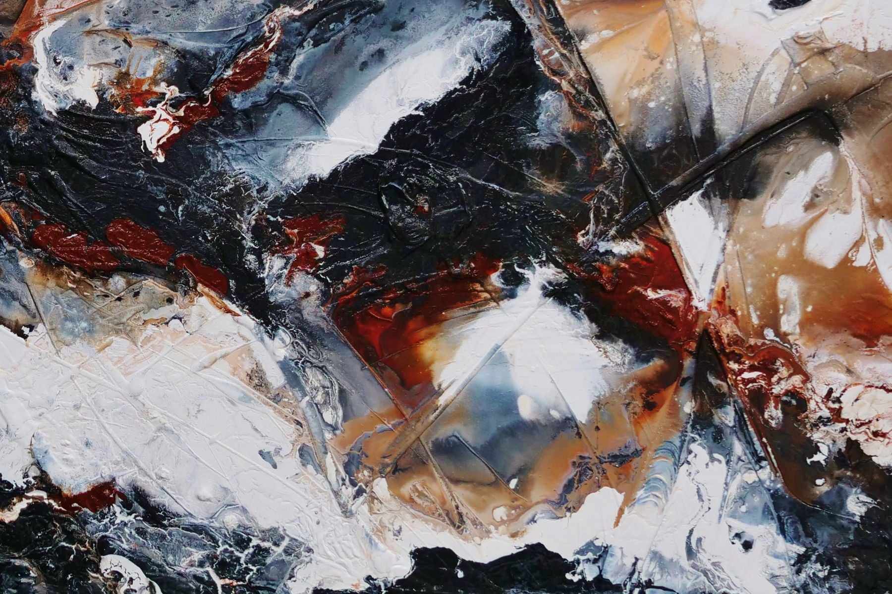 Peppered Oxide 200cm x 120cm Black White Oxide Textured Abstract Painting (SOLD)-Abstract-[Franko]-[Artist]-[Australia]-[Painting]-Franklin Art Studio