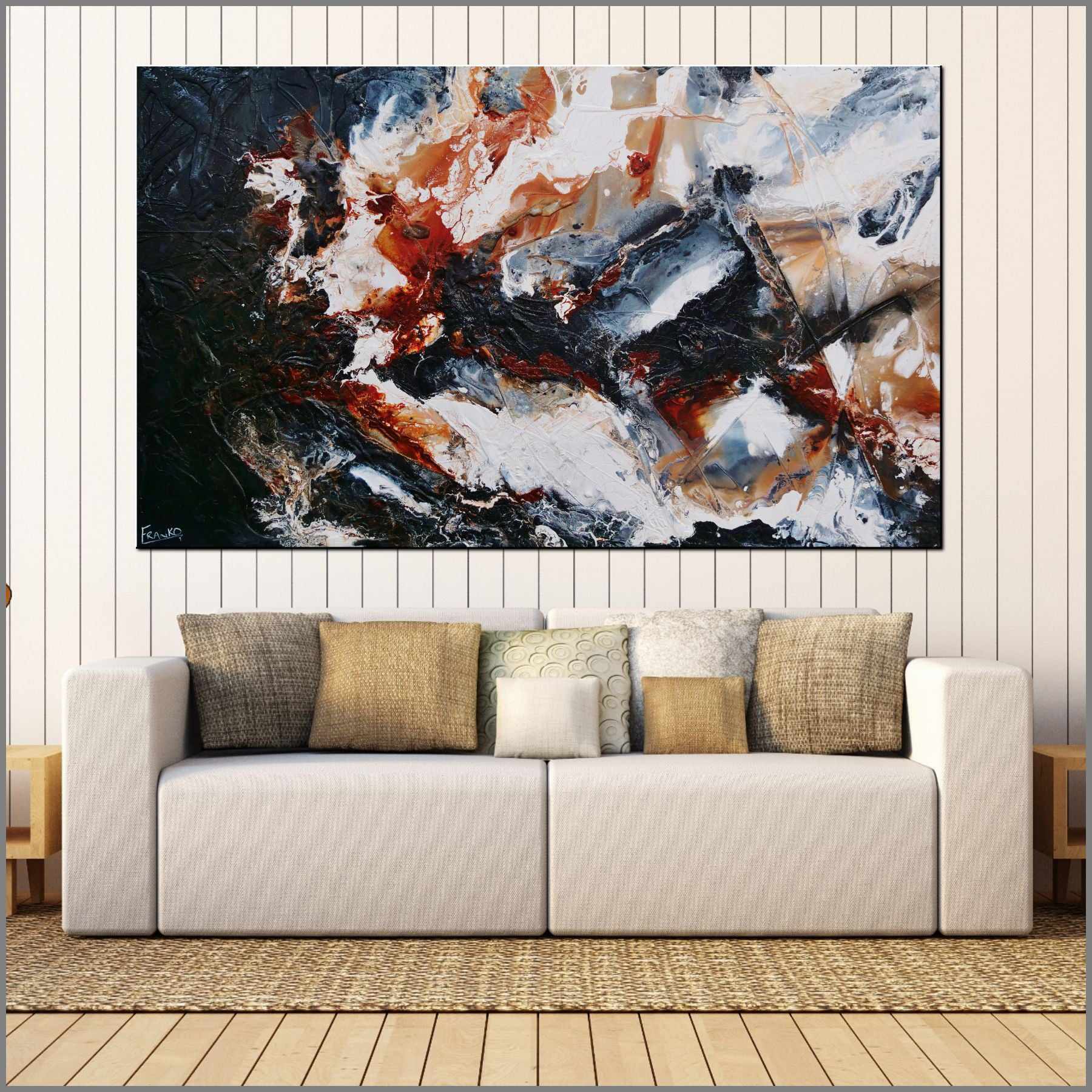 Peppered Oxide 200cm x 120cm Black White Oxide Textured Abstract Painting (SOLD)-Abstract-Franko-[huge]-[Australian]-[best Selling]-Franklin Art Studio