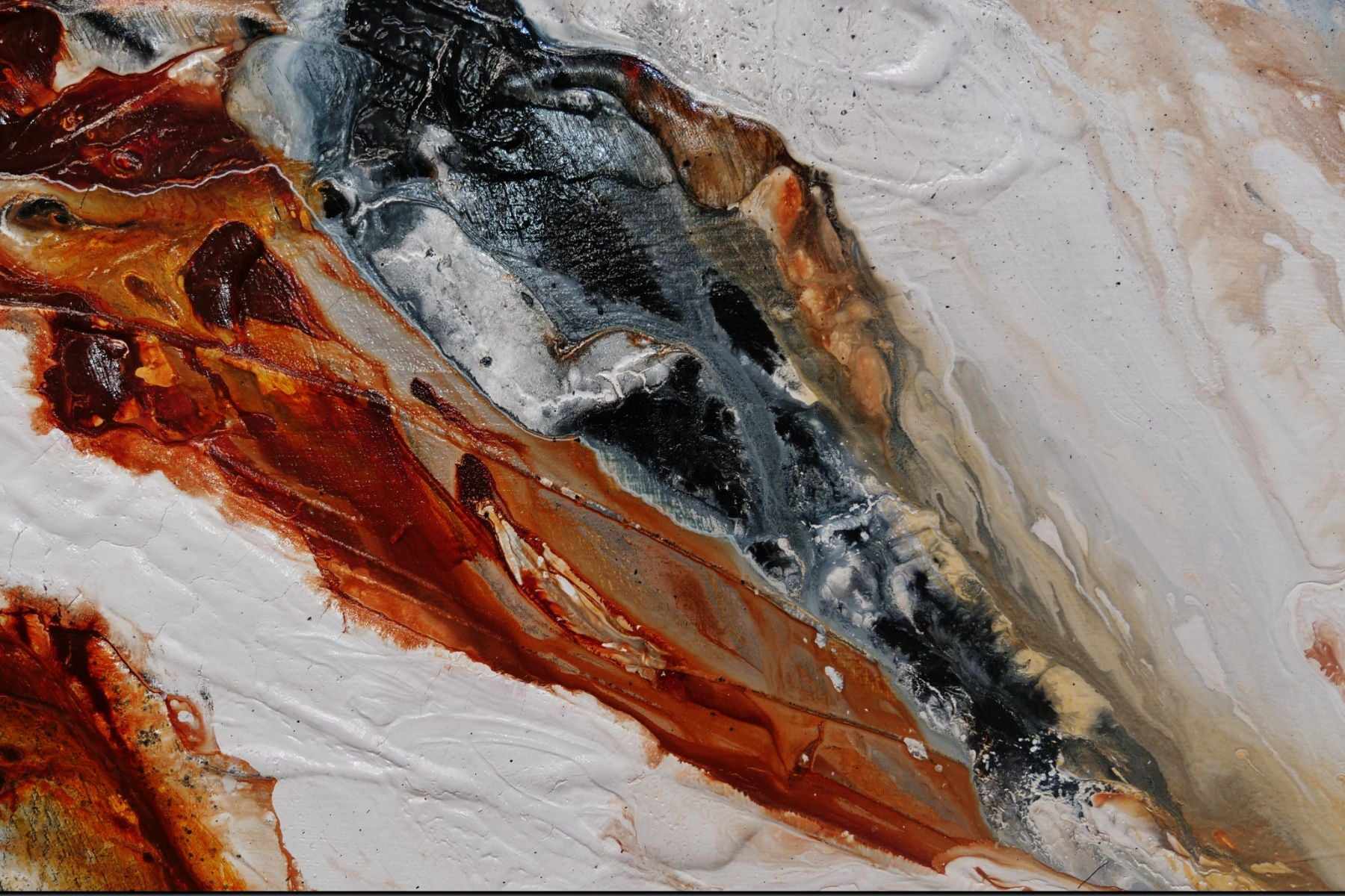 Peppered Oxide 250cm x 150cm White Oxide Black Textured Abstract Painting (SOLD)