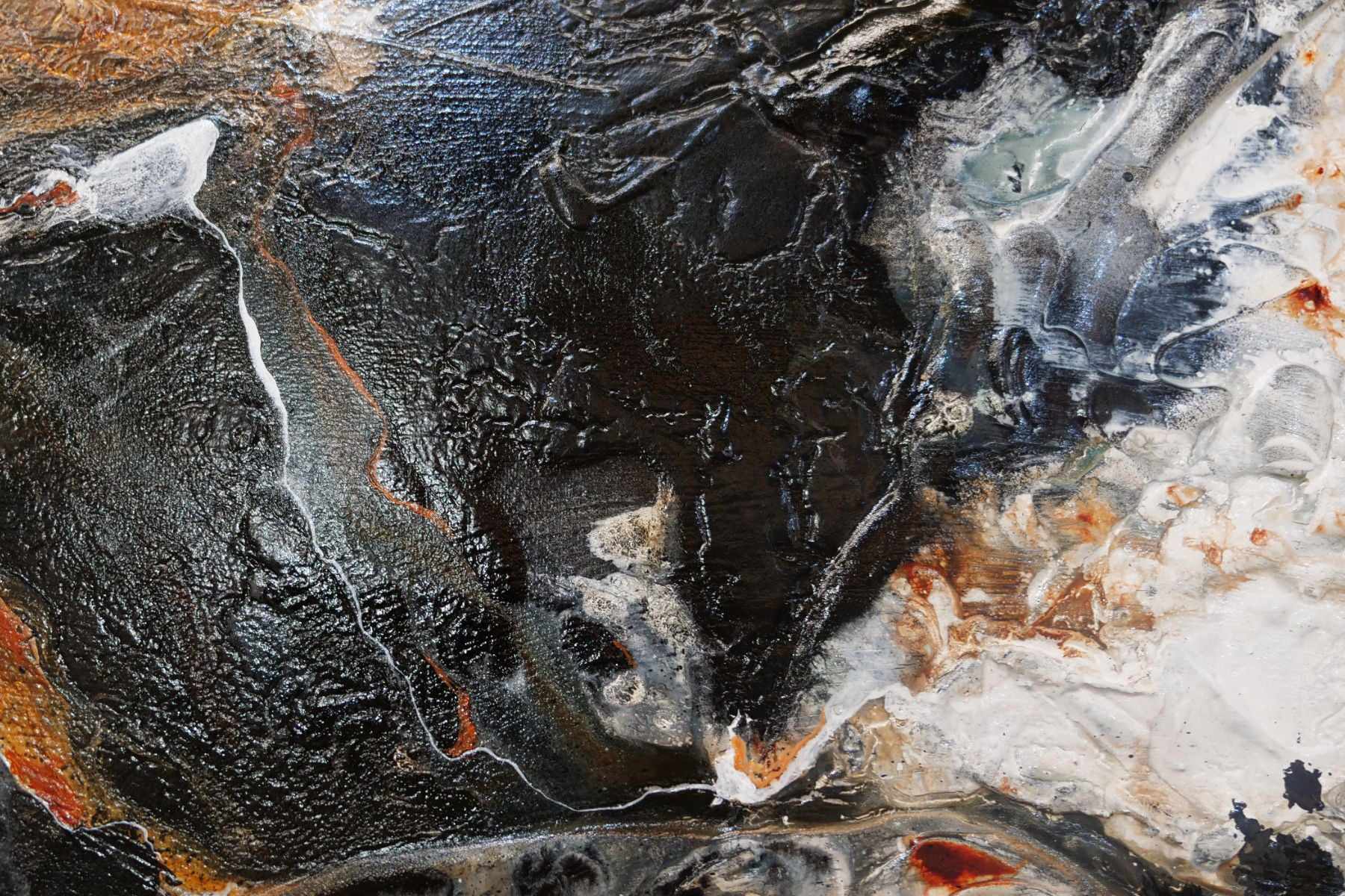 Peppered Oxide 250cm x 150cm White Oxide Black Textured Abstract Painting (SOLD)