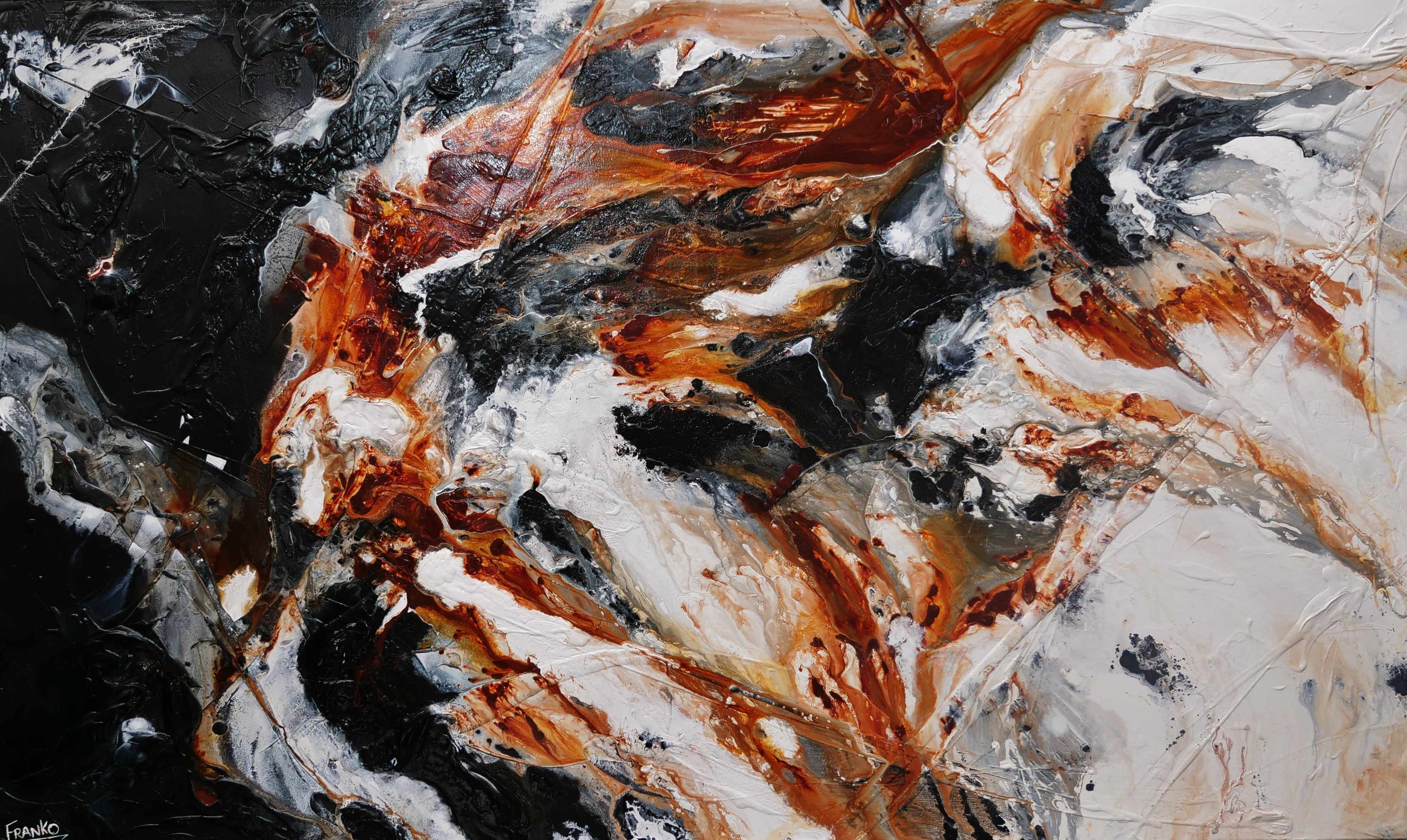 Peppered Oxide 250cm x 150cm White Oxide Black Textured Abstract Painting-Abstract-Franklin Art Studio-[Franko]-[Australia_Art]-[Art_Lovers_Australia]-Franklin Art Studio
