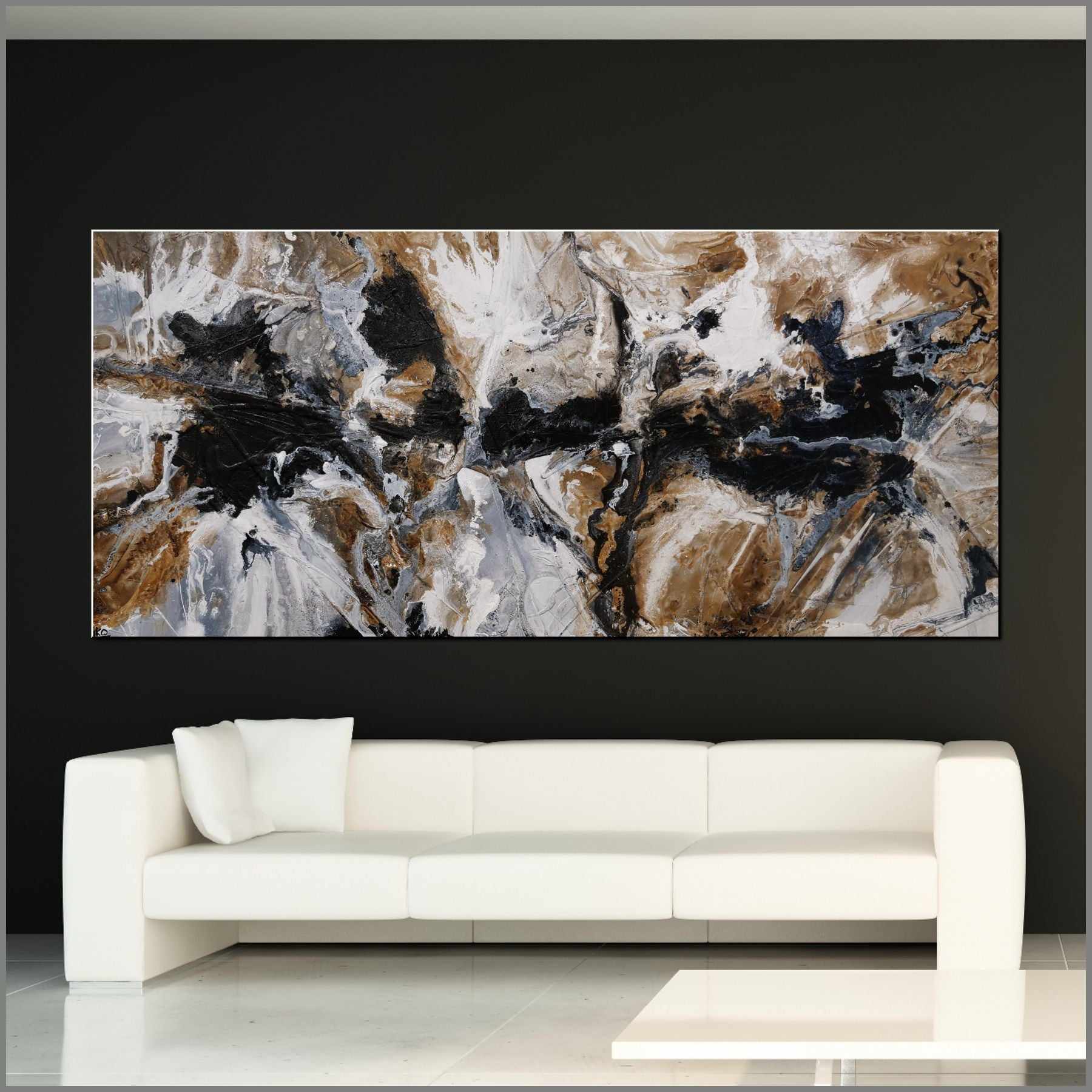 Peppered Raw 270cm x 120cm Rust White Black Textured Abstract Painting (SOLD)-Franklin Art Studio-[Franko]-[huge_art]-[Australia]-Franklin Art Studio