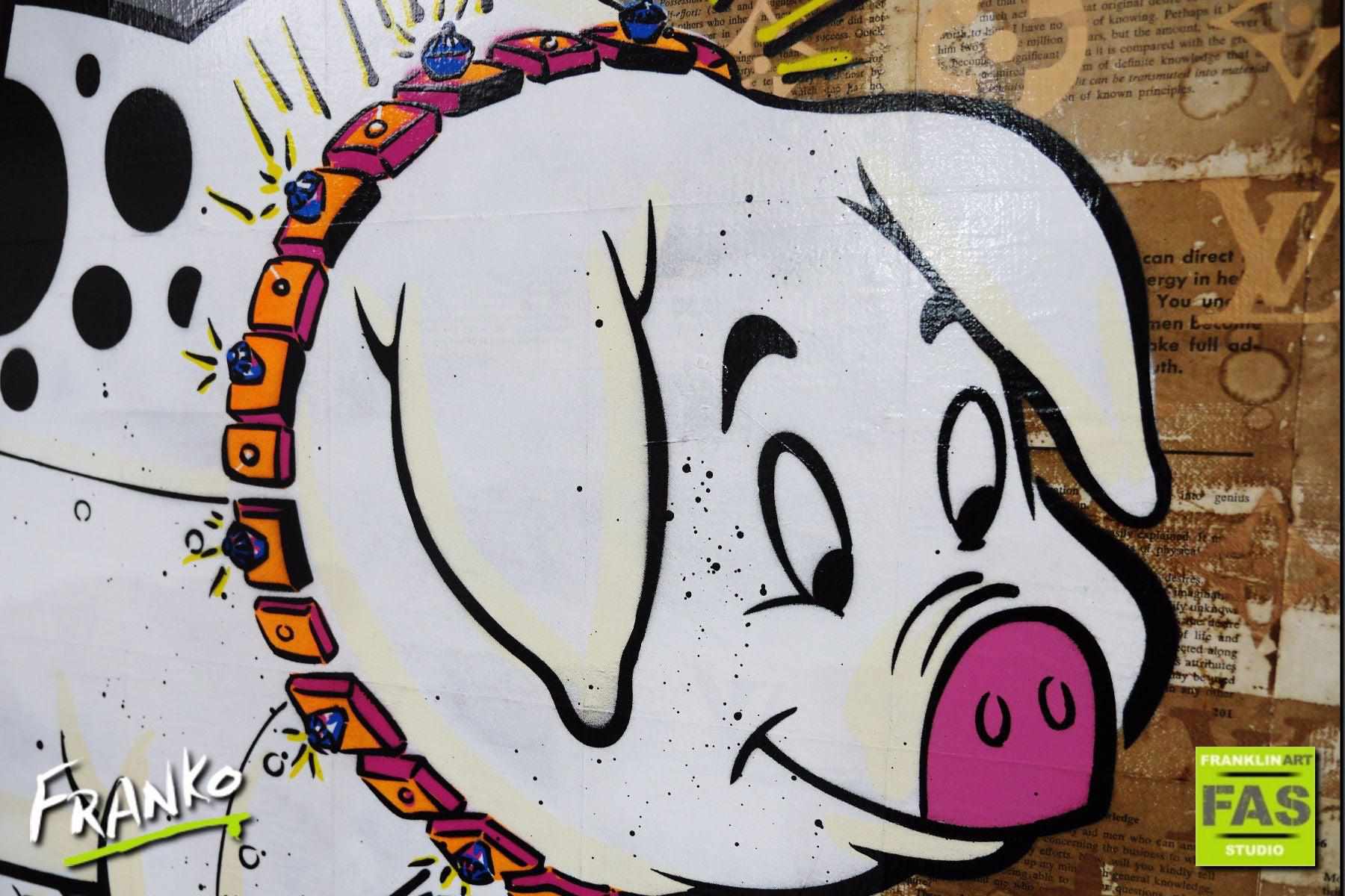 Piggie Bank 120cm x 120cm Piggie Bank Richie Rich Bitcoin (SOLD)