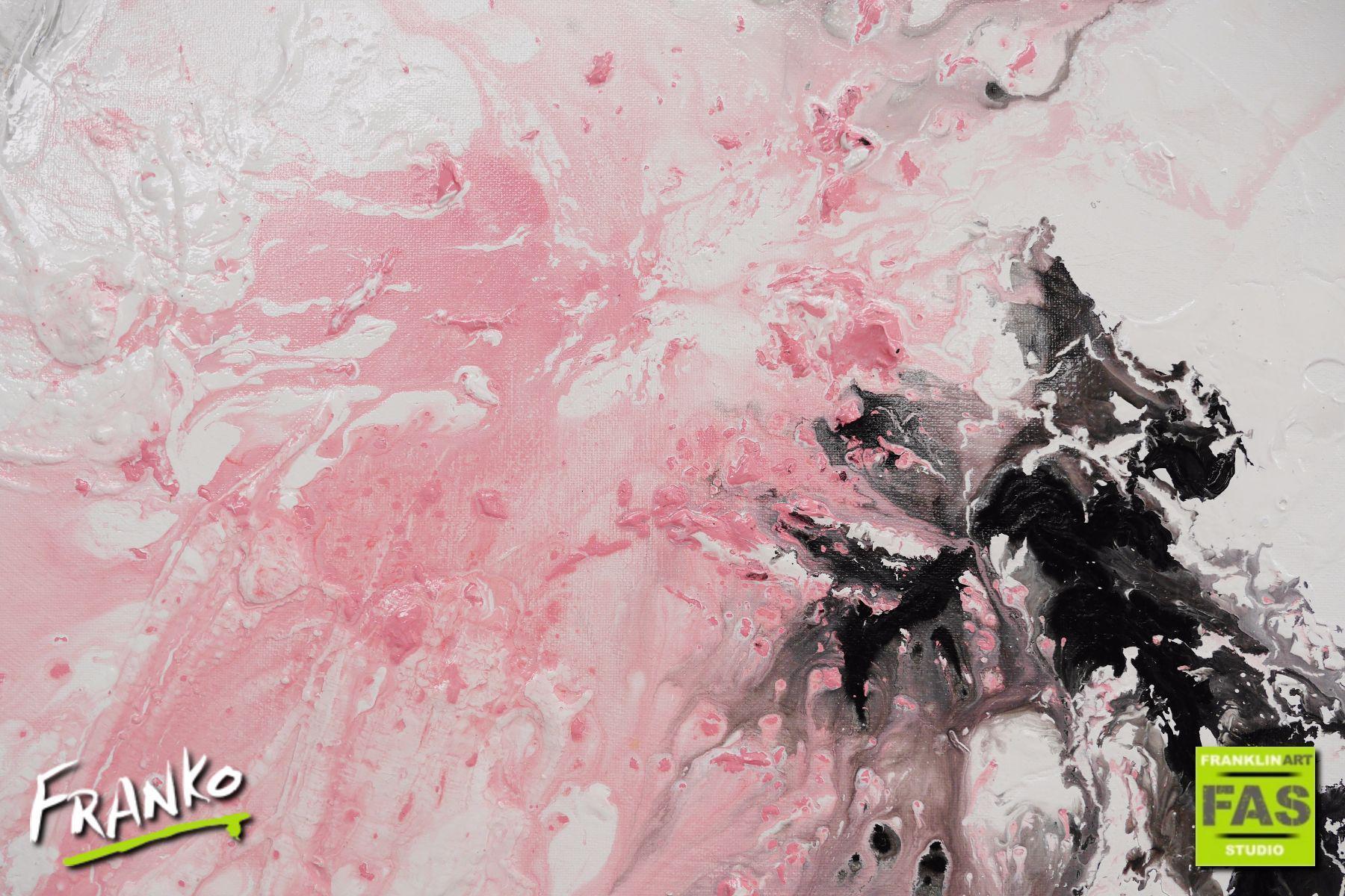Pink Romance 140cm x 100cm White Black Pink Abstract Painting(SOLD)