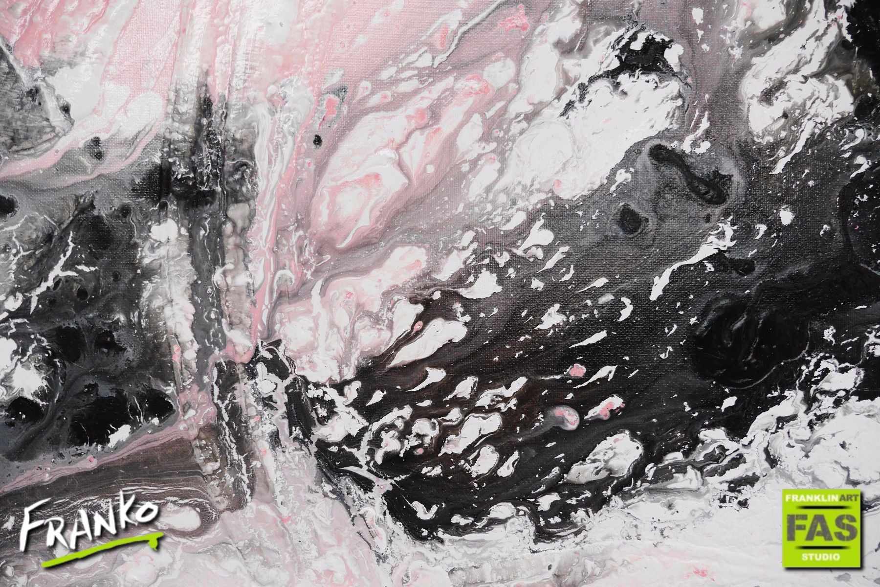 Pink Romance 140cm x 100cm White Black Pink Abstract Painting(SOLD)-abstract-[Franko]-[Artist]-[Australia]-[Painting]-Franklin Art Studio