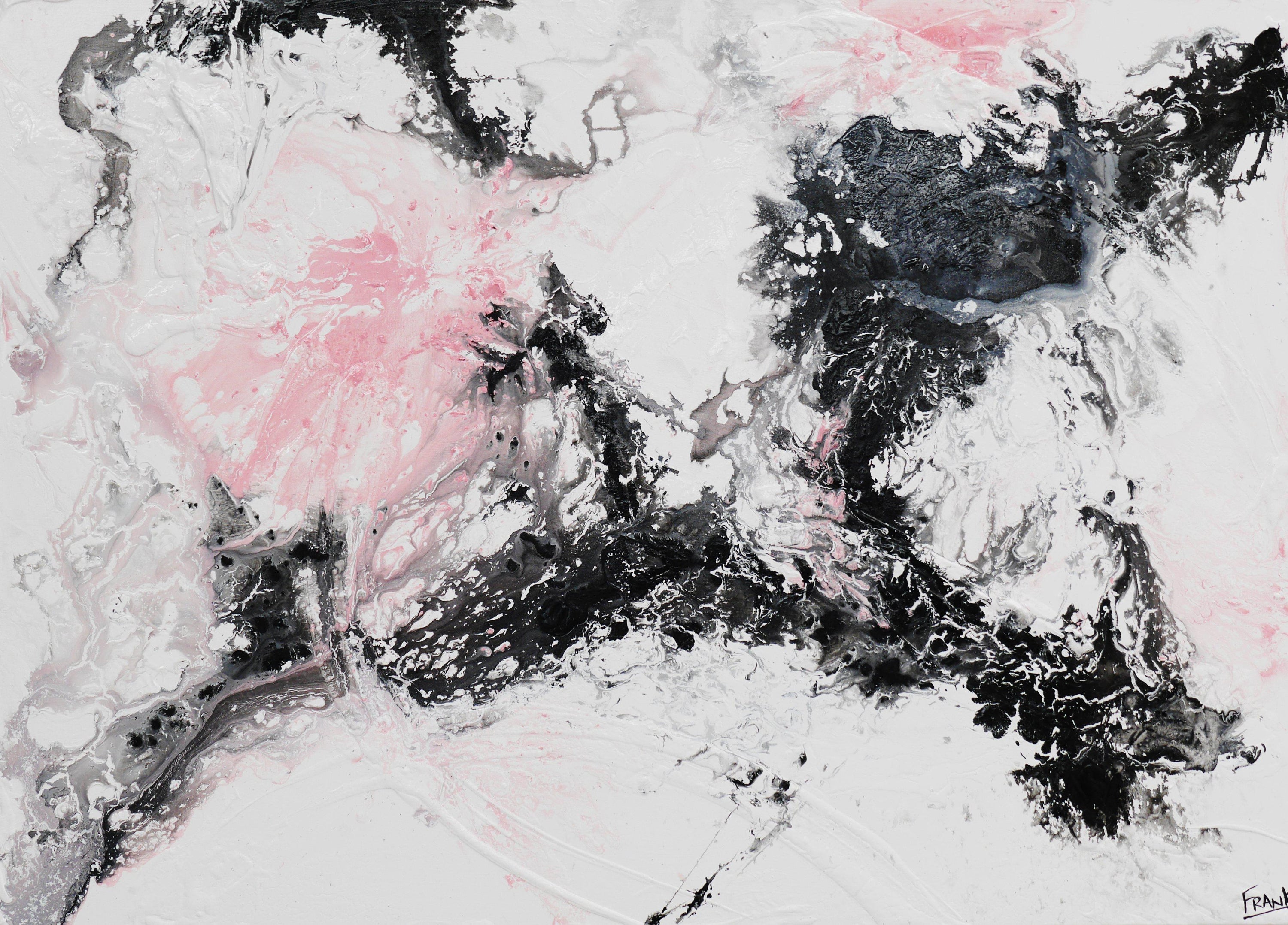 Pink Romance 140cm x 100cm White Black Pink Abstract Painting(SOLD)-abstract-Franko-[Franko]-[Australia_Art]-[Art_Lovers_Australia]-Franklin Art Studio