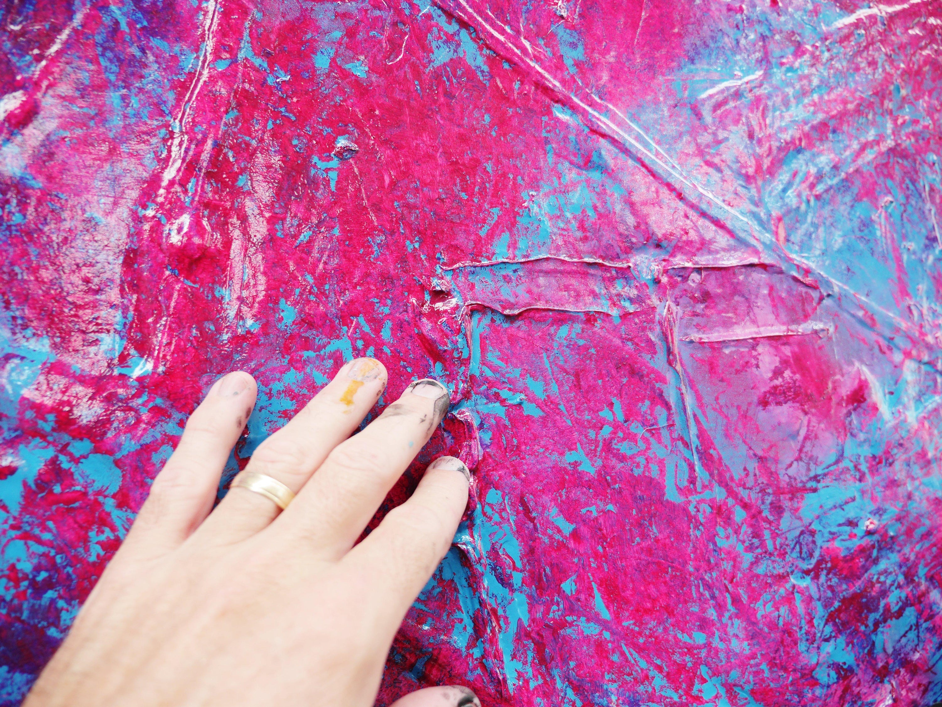 Pink Twizzle 200cm x 80cm Pink Blue Abstract Painting (SOLD)