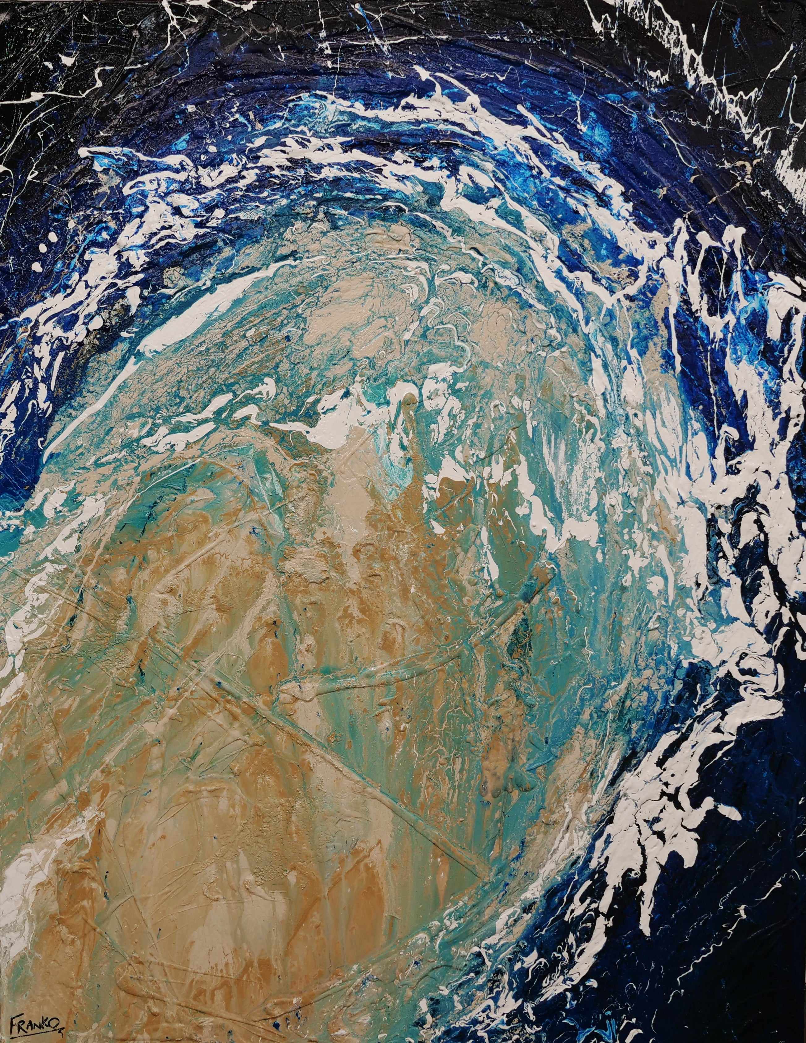 Point Break 140cm x 180cm Blue Cream Wave Textured Abstract Painting (SOLD)-Abstract-Franko-[Franko]-[Australia_Art]-[Art_Lovers_Australia]-Franklin Art Studio