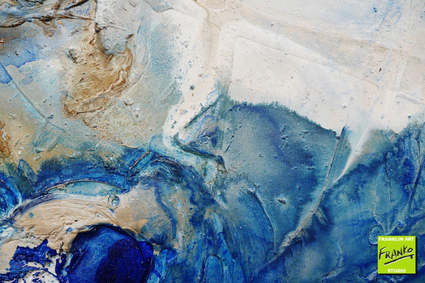 Pooling Blu 160cm x 100cm Cream Blue Textured Abstract Painting (SOLD)