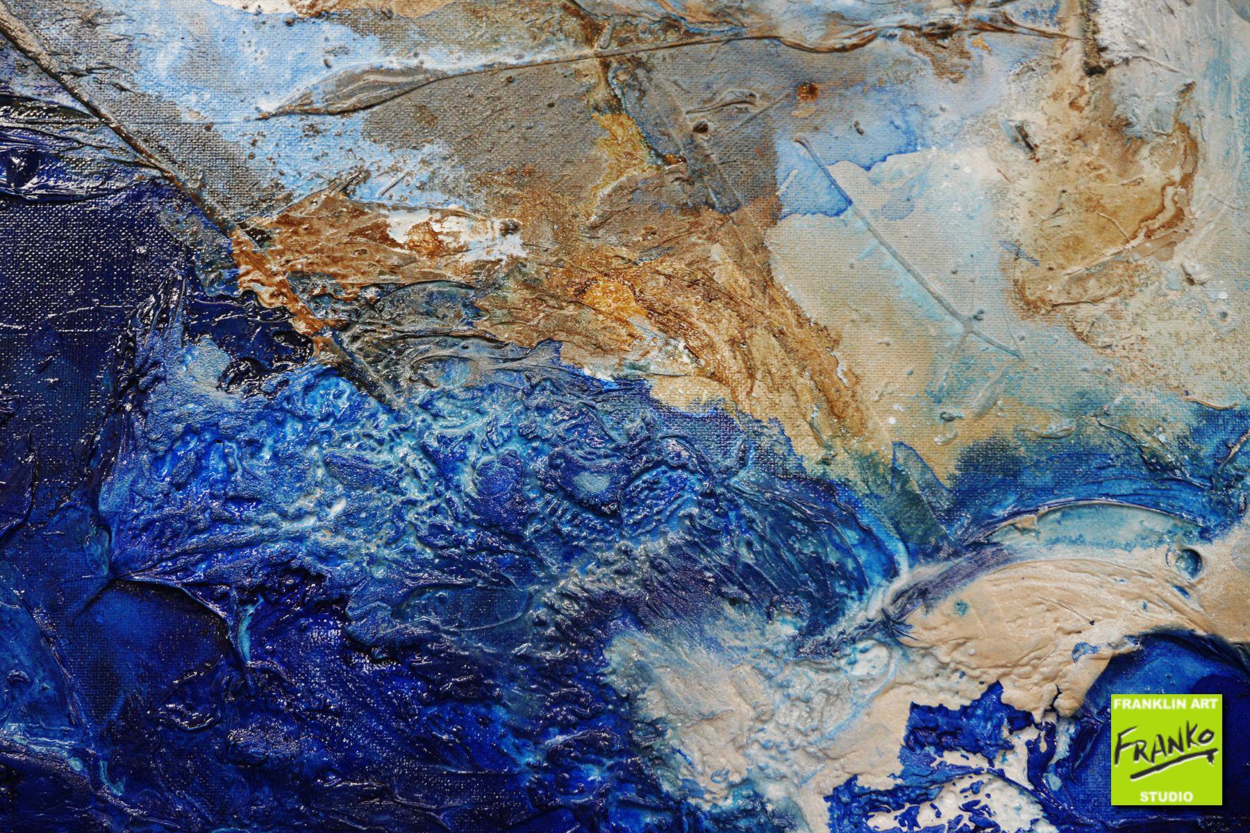 Pooling Blu 160cm x 100cm Cream Blue Textured Abstract Painting (SOLD)