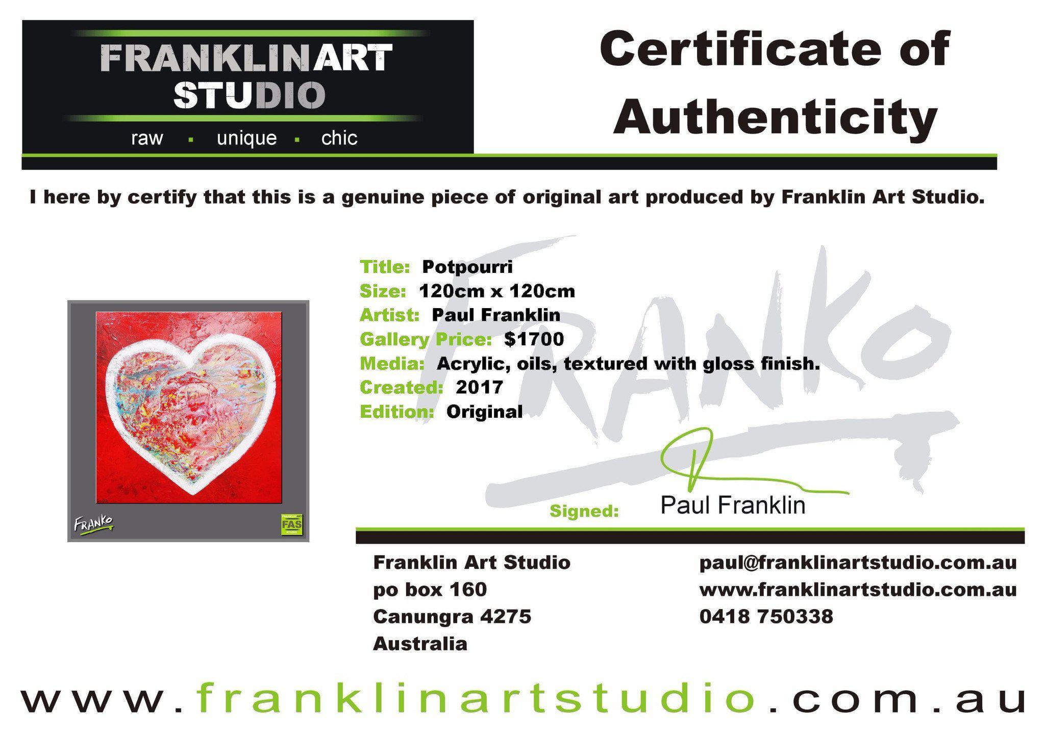 Potpourri 120cm x 120cm Love Heart Pop Art Painting (SOLD)-urban pop-Franko-[franko_art]-[beautiful_Art]-[The_Block]-Franklin Art Studio