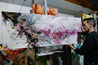 Pretty in Pink 160cm x 60cm Pink White Textured Abstract Painting (SOLD)-Abstract-Franko-[franko_art]-[beautiful_Art]-[The_Block]-Franklin Art Studio