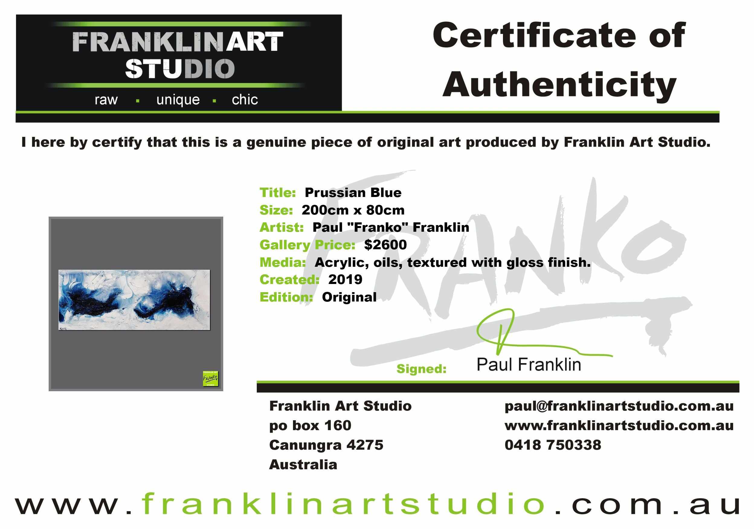 Prussian Blue 200cm x 80cm Blue White Textured Abstract Painting (SOLD)-Abstract-[Franko Artist]-[Cheryl]-[Wendy]-[Gabriela]-Franklin Art Studio
