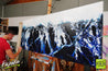 Prussian Blue Crush 200cm x 80cm Blue Abstract Painting (SOLD)-abstract-[Franko Artist]-[Gold Coast]-[Brisbane]-[Huge]-Franklin Art Studio