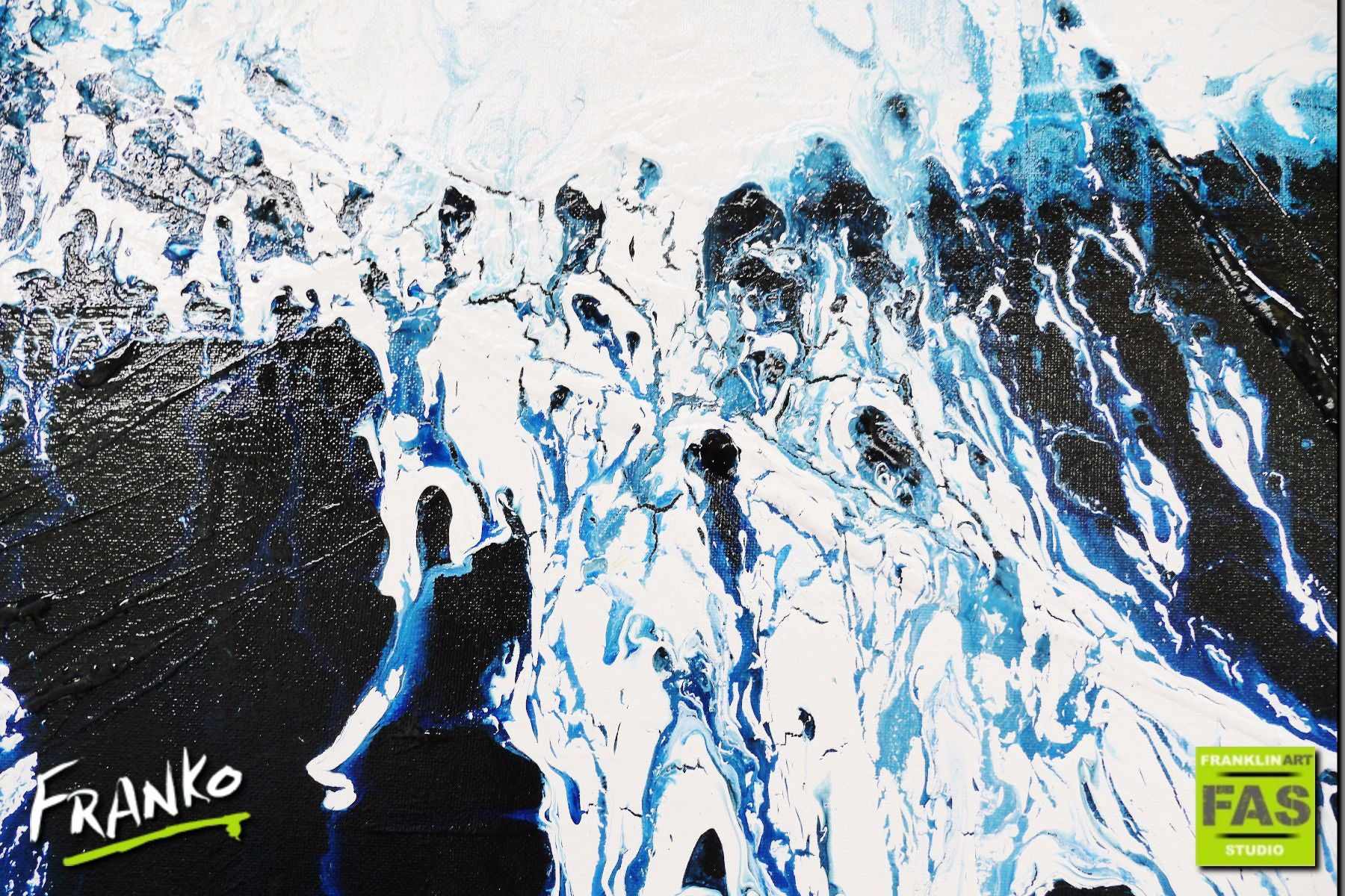 Prussian Blue Crush 200cm x 80cm Blue Abstract Painting (SOLD)