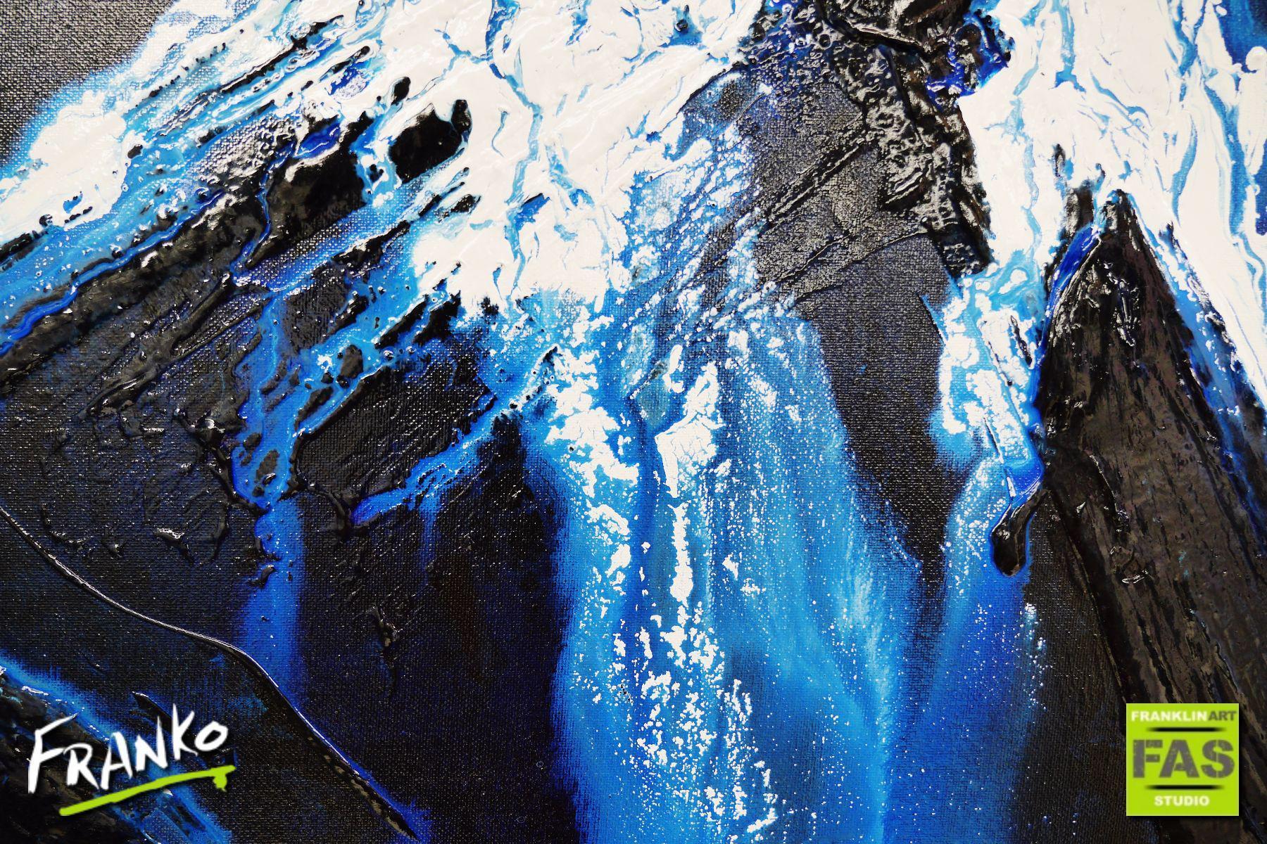 Prussian Blue Crush 200cm x 80cm Blue Abstract Painting (SOLD)-abstract-[Franko]-[Artist]-[Australia]-[Painting]-Franklin Art Studio