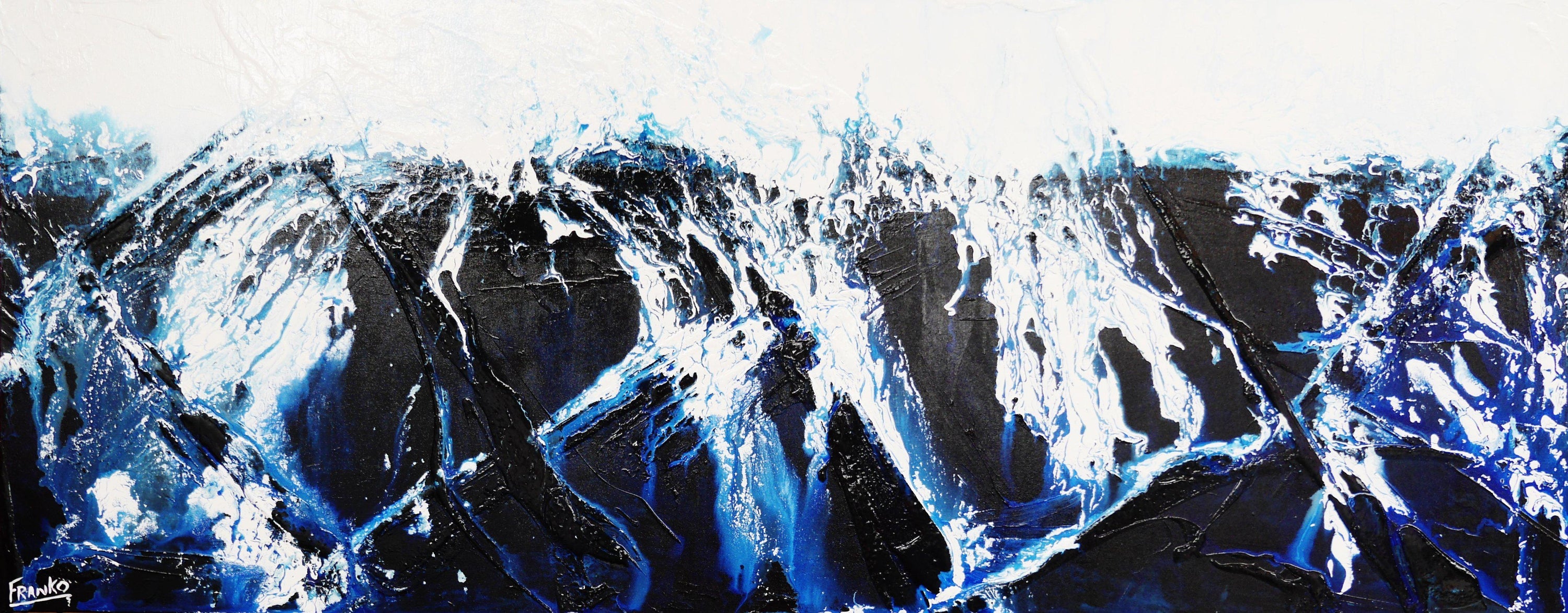Prussian Blue Crush 200cm x 80cm Blue Abstract Painting (SOLD)-abstract-[Franko ]-[Gallery]-[popular]-[Australia]-Franklin Art Studio