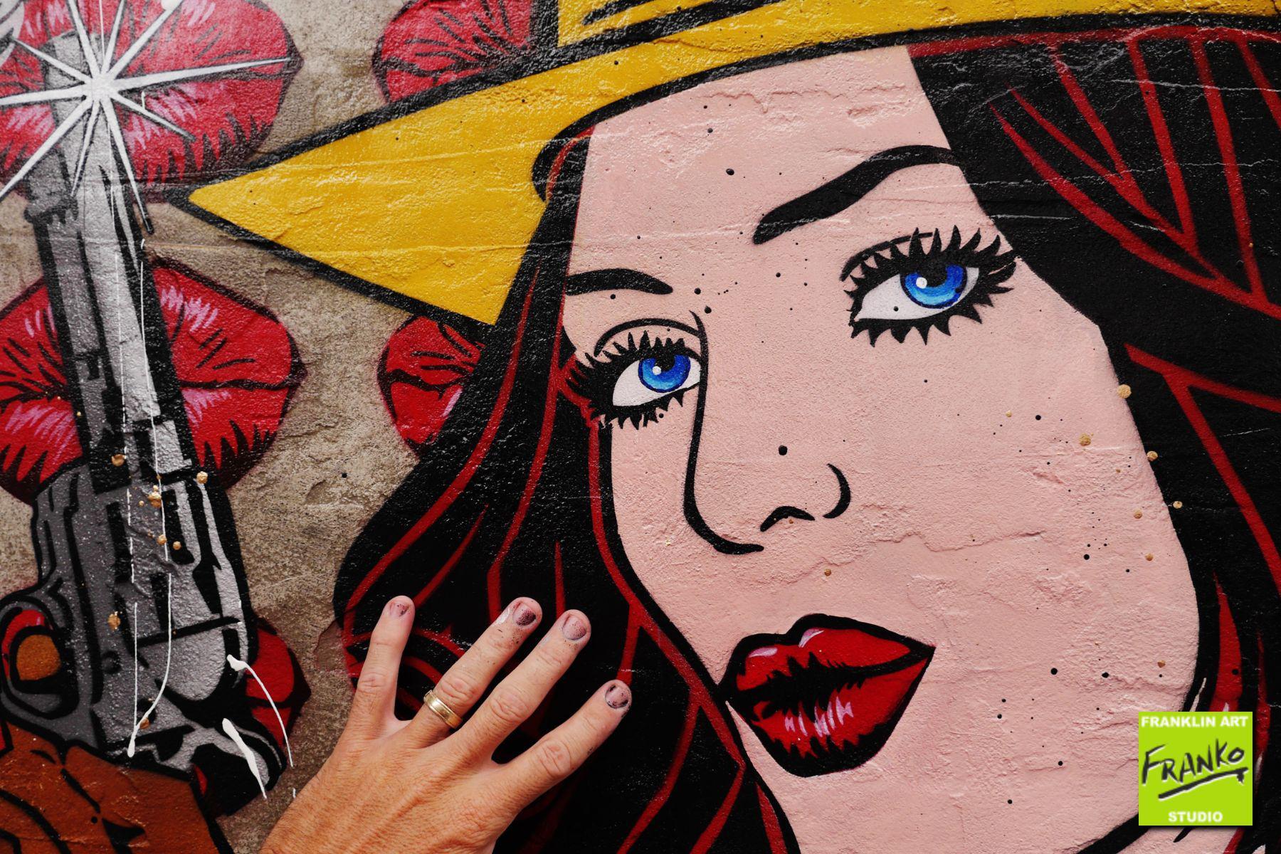 Pucker Up Baby 160cm x 100cm Cowgirl Textured Urban Pop Art Painting (SOLD)