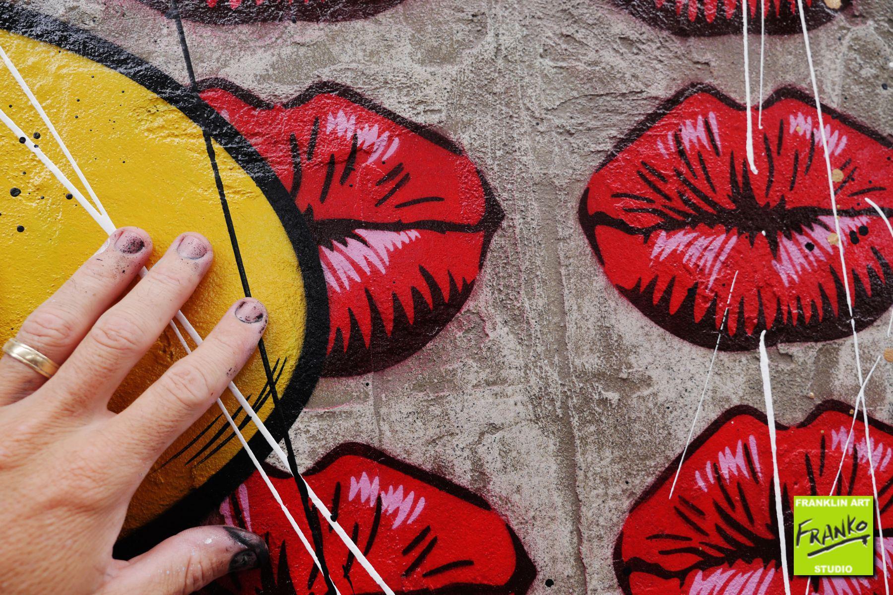 Pucker Up Baby 160cm x 100cm Cowgirl Textured Urban Pop Art Painting (SOLD)-concrete-[Franko]-[Artist]-[Australia]-[Painting]-Franklin Art Studio