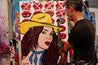 Pucker Up Cowboy 75cm x 100cm Cowgirl Textured Urban Pop Art Painting-Urban Pop Art-[Franko Artist]-[Cheryl]-[Wendy]-[Gabriela]-Franklin Art Studio