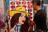 Pucker Up Cowboy 75cm x 100cm Cowgirl Textured Urban Pop Art Painting-Urban Pop Art-Franko-[franko_art]-[beautiful_Art]-[The_Block]-Franklin Art Studio