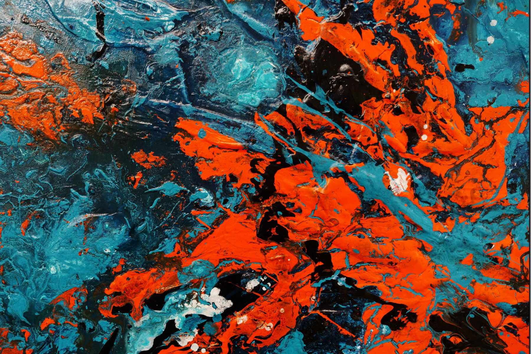 Pumpkin Orange Rush 200cm x 80cm Blue Orange Textured Abstract Painting (SOLD)