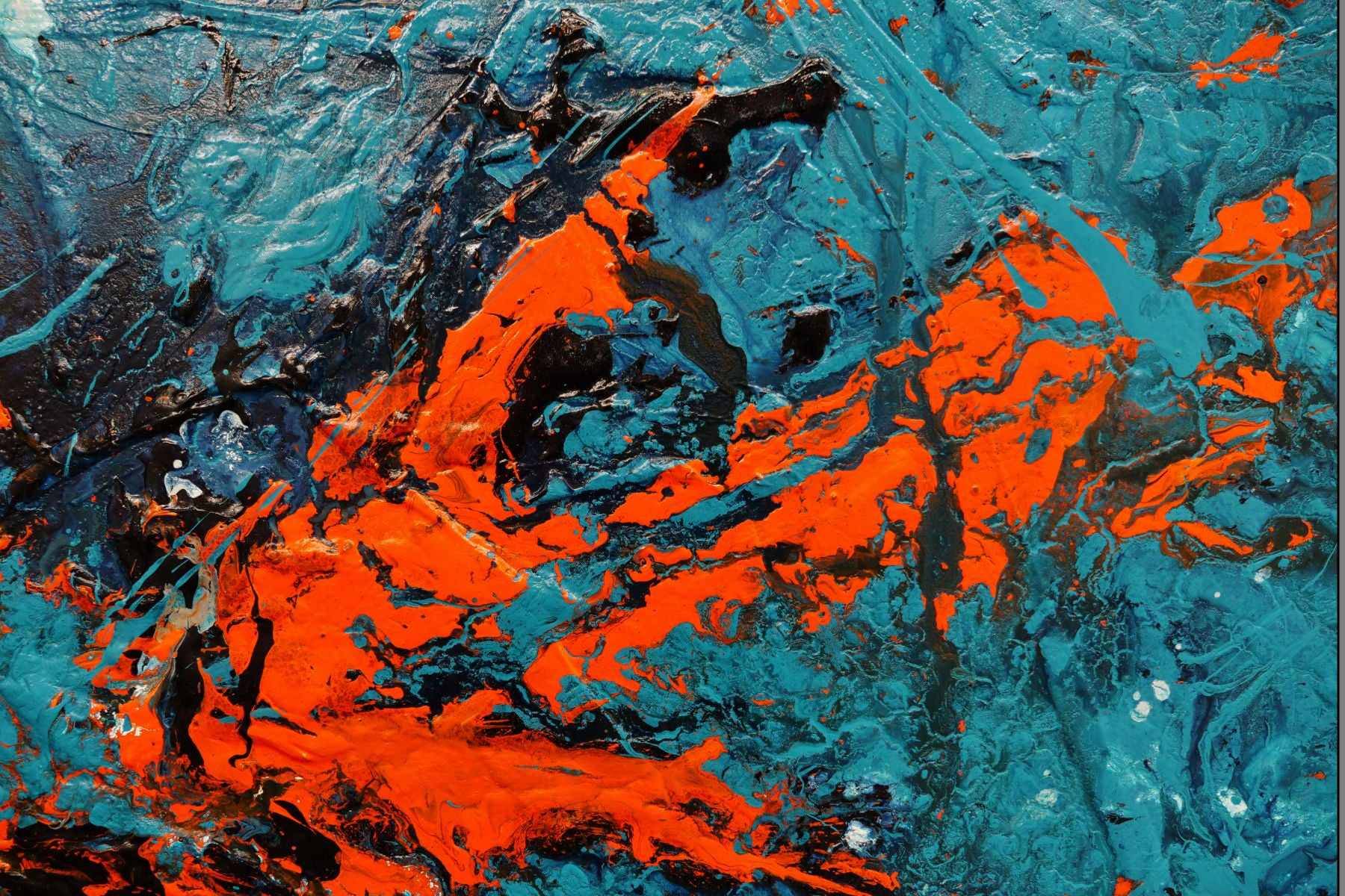 Pumpkin Orange Rush 200cm x 80cm Blue Orange Textured Abstract Painting (SOLD)-Abstract-[Franko]-[Artist]-[Australia]-[Painting]-Franklin Art Studio