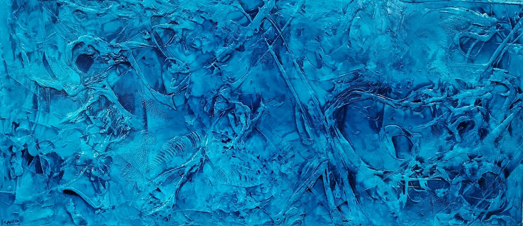 Pure Cobalt Ink 270cm x 120cm Blue Cobalt Ink Textured Abstract Painting (SOLD)-Abstract-Franko-[Franko]-[Australia_Art]-[Art_Lovers_Australia]-Franklin Art Studio