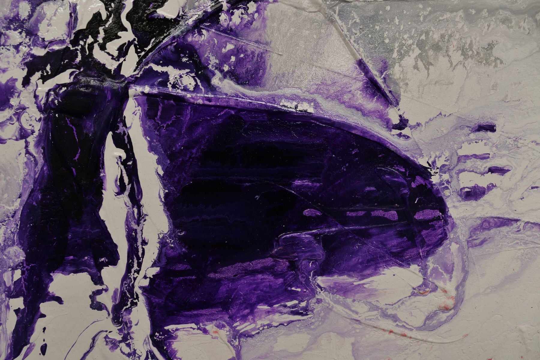 Purple Silk 160cm x 100cm White Pink Purple Textured Abstract Painting (SOLD)