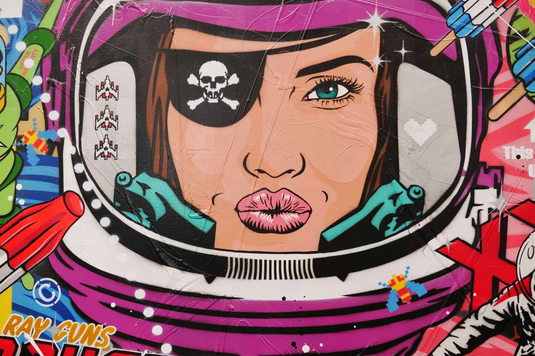 Purple Space Pirate 140cm x 100cm Space Cadet Textured Urban Pop Art Painting (SOLD)