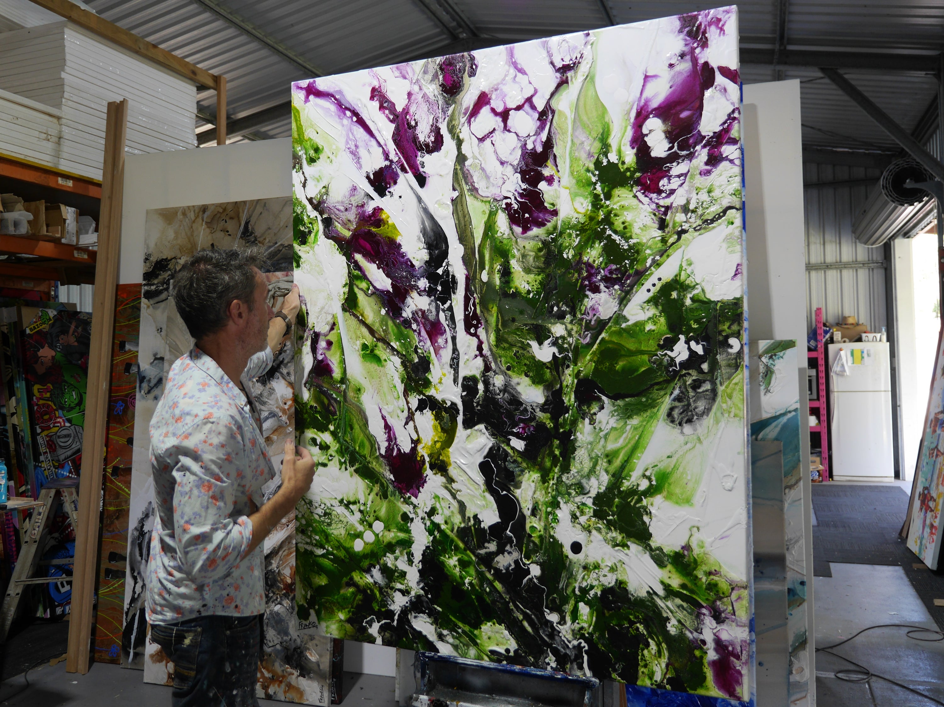 Inner Bloom 140cm x 180cm Textured Abstract Painting (SOLD)-Abstract-[Franko_Artist]-[The_Block]-[Dream_Homes]-[ideas]- [Grand_Designs]-Franklin Art Studio