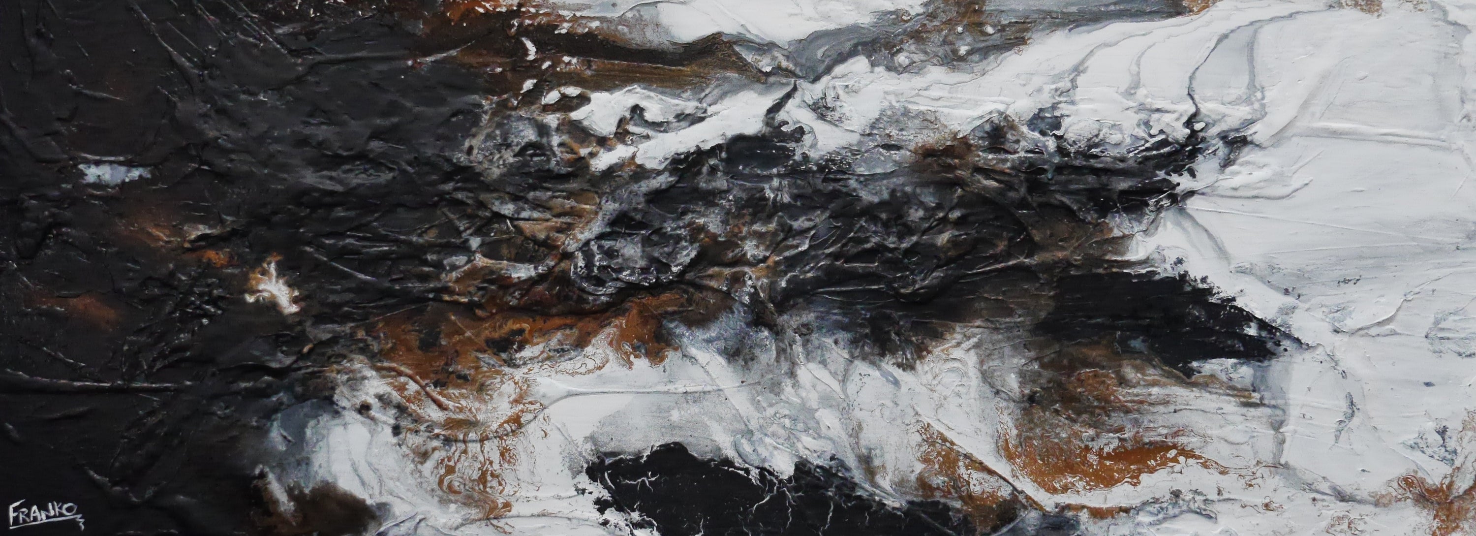 Rusting Black Ice 160cm x 60cm Rustic Textured Abstract Painting (SOLD)-Abstract-[Franko ]-[Gallery]-[popular]-[Australia]-Franklin Art Studio