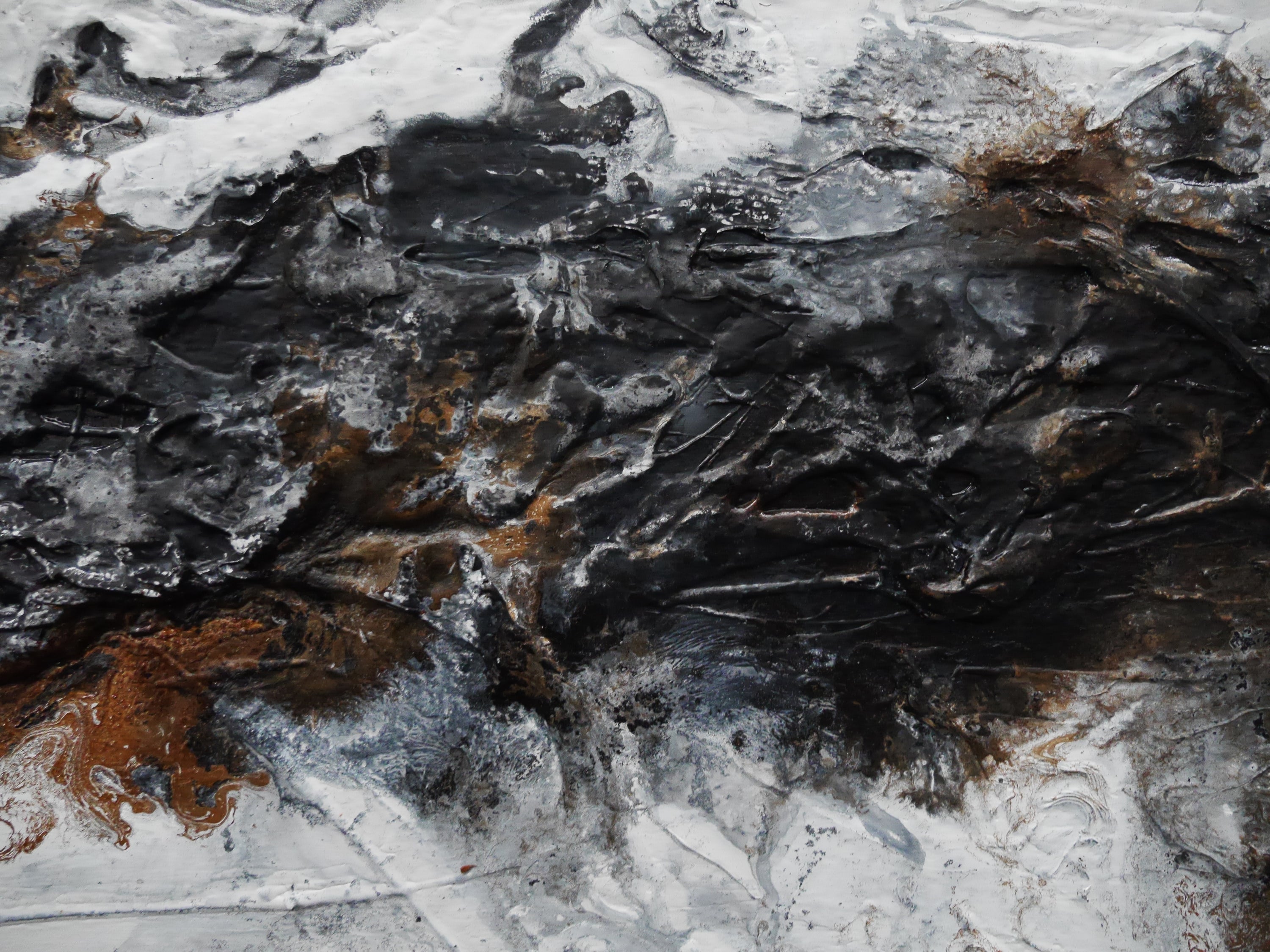 Rusting Black Ice 160cm x 60cm Rustic Textured Abstract Painting (SOLD)