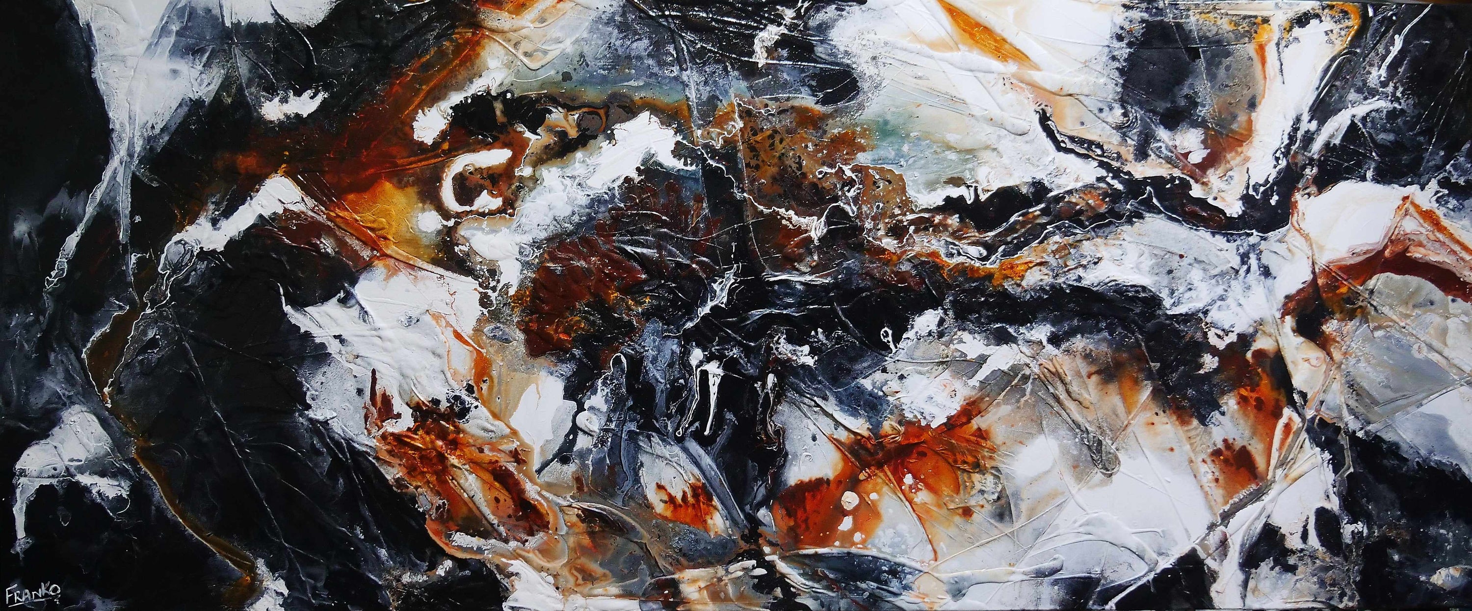 Radioactive Oxide 240cm x 100cm Black Brown White Textured Abstract Painting (SOLD)-Abstract-Franko-[Franko]-[Australia_Art]-[Art_Lovers_Australia]-Franklin Art Studio