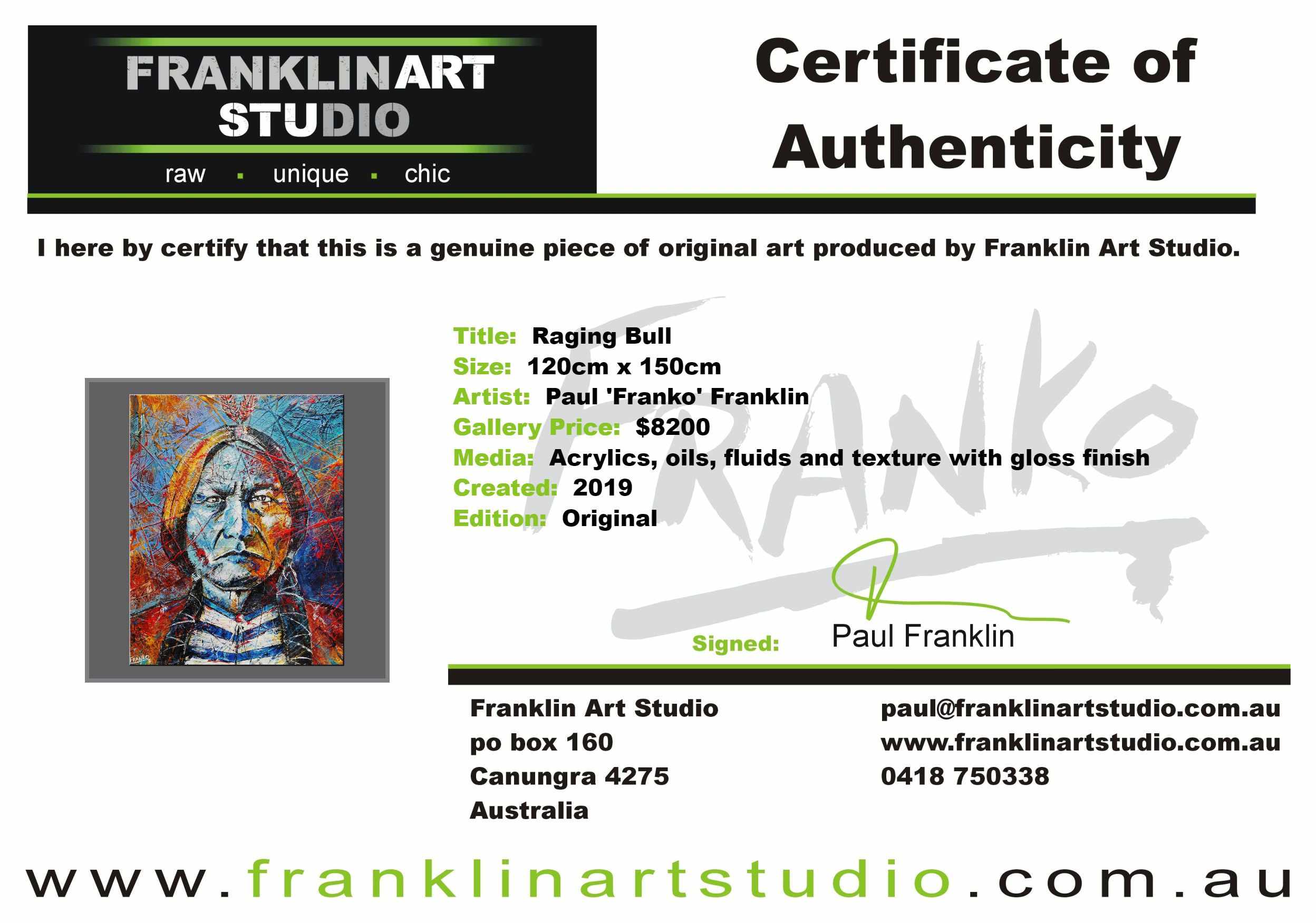 Raging Bull 120cm x 150cm Sitting Bull Indian Chief Abstract Realism Urban Pop Painting (SOLD)-people-Franko-[franko_artist]-[Art]-[interior_design]-Franklin Art Studio
