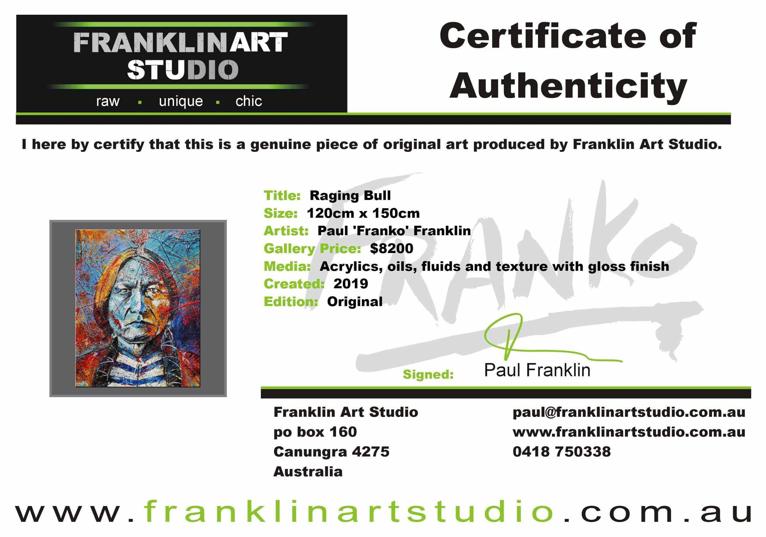 Raging Bull 120cm x 150cm Sitting Bull Indian Chief Abstract Realism Urban Pop Painting (SOLD)-people-[Franko Artist]-[Gold Coast]-[Brisbane]-[Huge]-Franklin Art Studio