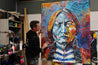 Raging Bull 120cm x 150cm Sitting Bull Indian Chief Abstract Realism Urban Pop Painting (SOLD)-people-[Franko Artist]-[Cheryl]-[Wendy]-[Gabriela]-Franklin Art Studio