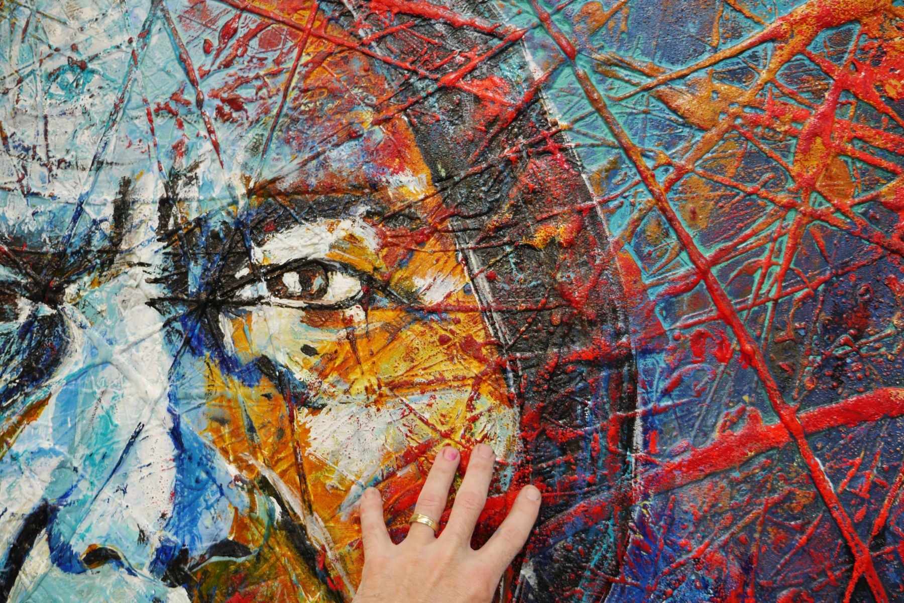 Raging Bull 120cm x 150cm Sitting Bull Indian Chief Abstract Realism Urban Pop Painting (SOLD)