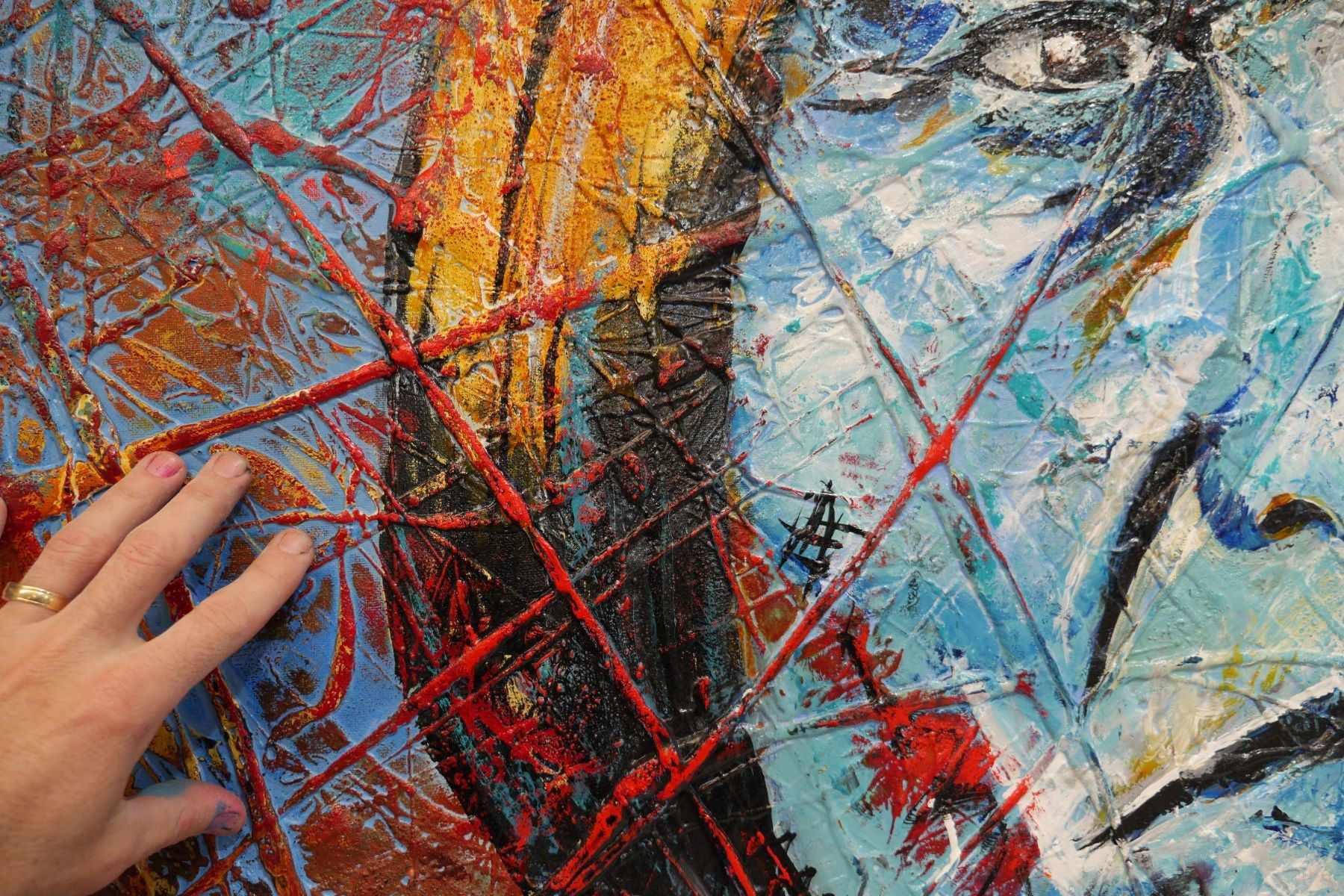 Raging Bull 120cm x 150cm Sitting Bull Indian Chief Abstract Realism Urban Pop Painting (SOLD)