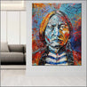 Raging Bull 120cm x 150cm Sitting Bull Indian Chief Abstract Realism Urban Pop Painting (SOLD)-people-Franko-[huge]-[Australian]-[best Selling]-Franklin Art Studio