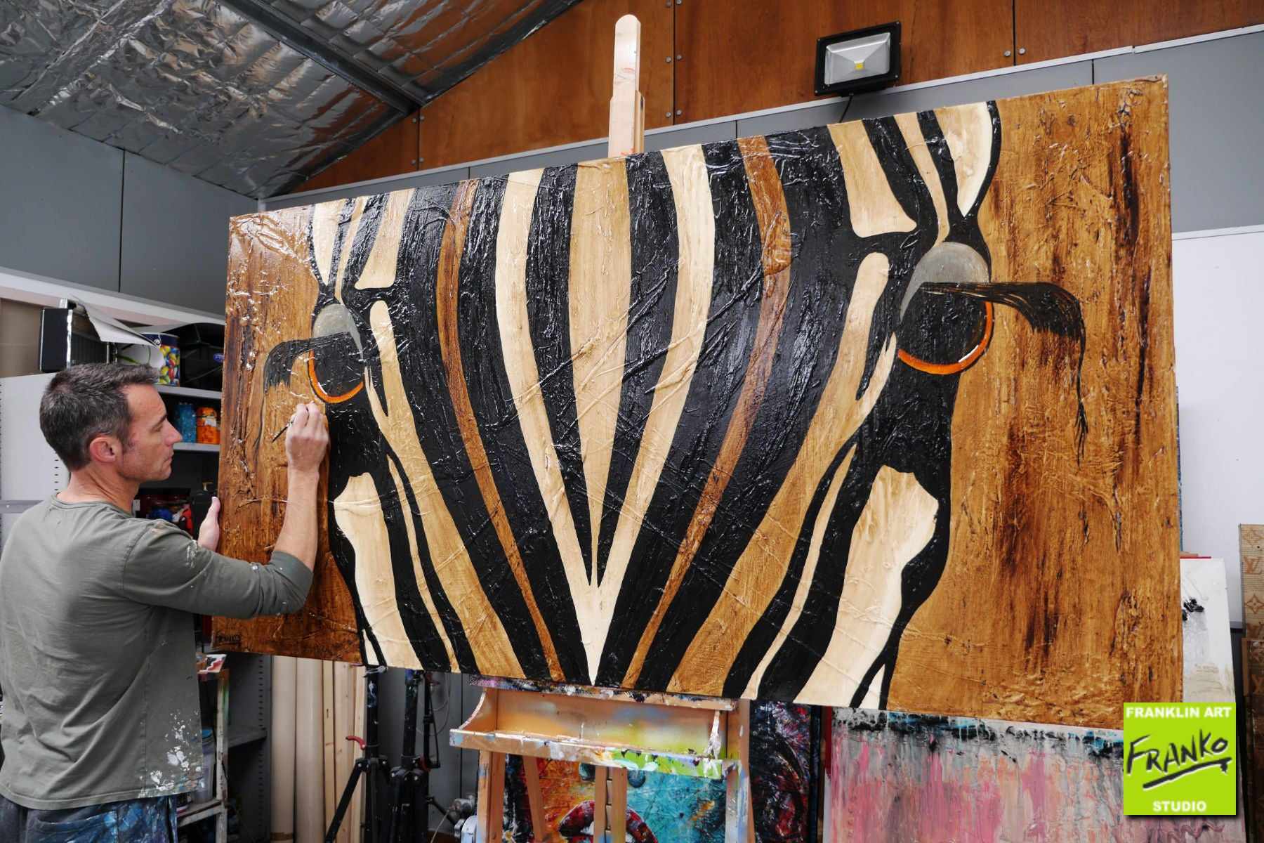 Ranako 190cm x 100cm Zebra Abstract Realism Textured Painting (SOLD)-abstract realism-Franko-[franko_artist]-[Art]-[interior_design]-Franklin Art Studio