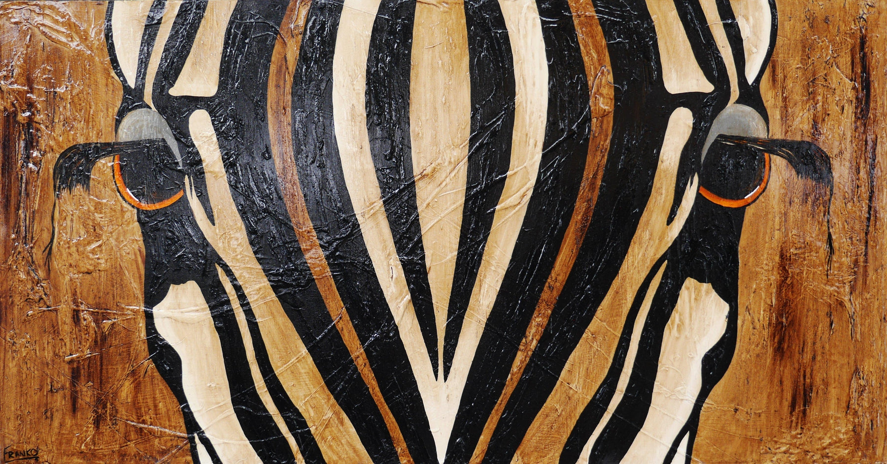 Ranako 190cm x 100cm Zebra Abstract Realism Textured Painting (SOLD)-abstract realism-Franko-[Franko]-[Australia_Art]-[Art_Lovers_Australia]-Franklin Art Studio