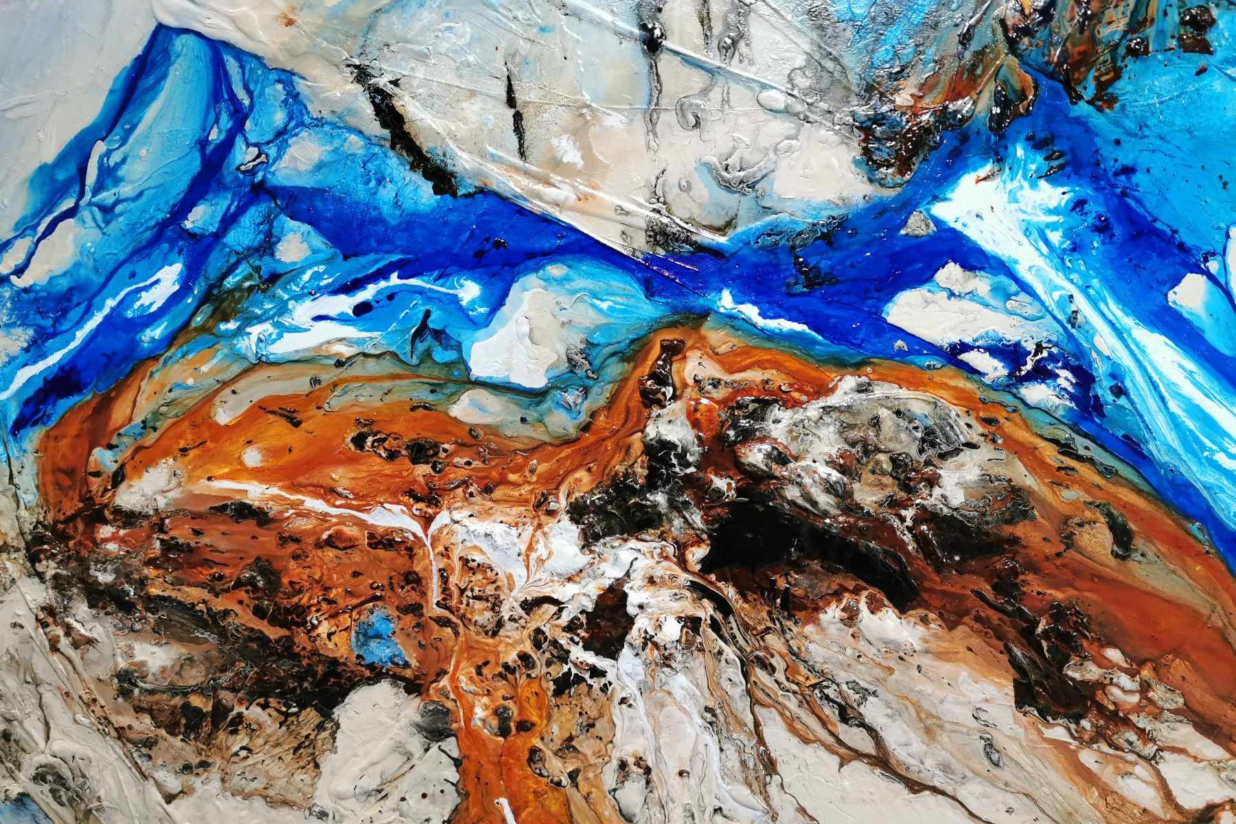 Rarified Outback 240cm x 100cm Blue Cream Textured Abstract Painting (SOLD)
