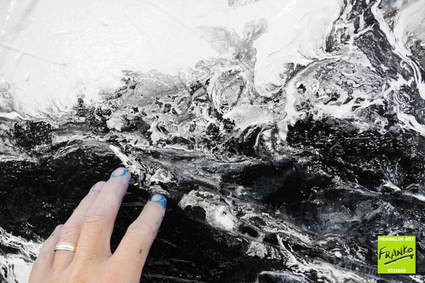 Ravenous Darkness 200cm x 80cm Black White Textured Abstract Painting (SOLD)