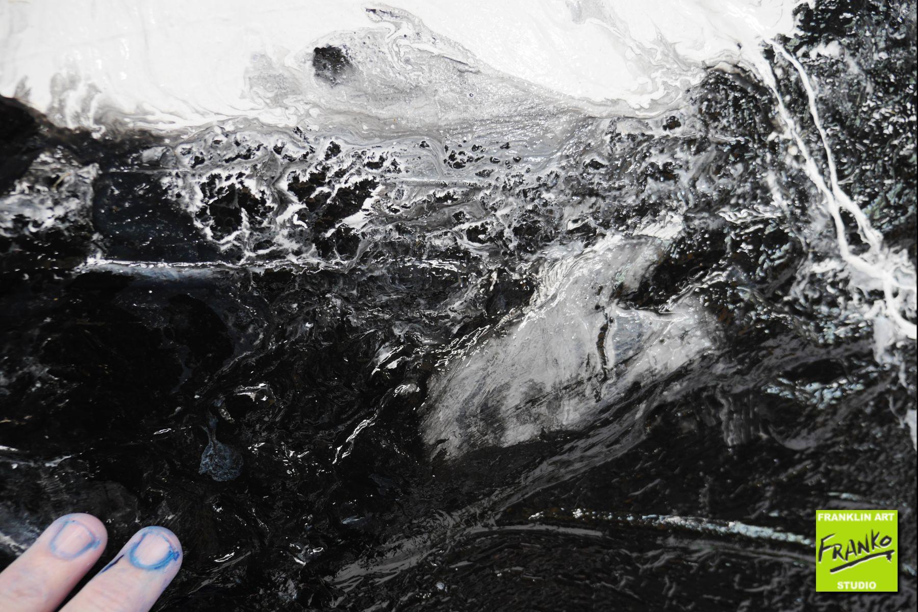 Ravenous Darkness 200cm x 80cm Black White Textured Abstract Painting (SOLD)-Abstract-[Franko]-[Artist]-[Australia]-[Painting]-Franklin Art Studio