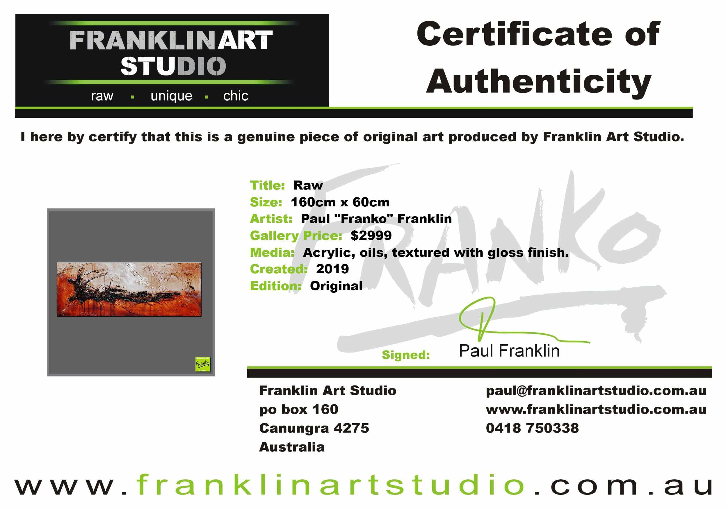 Raw 160cm x 60cm Black Brown Textured Abstract Painting (SOLD)-Abstract-Franko-[franko_art]-[beautiful_Art]-[The_Block]-Franklin Art Studio